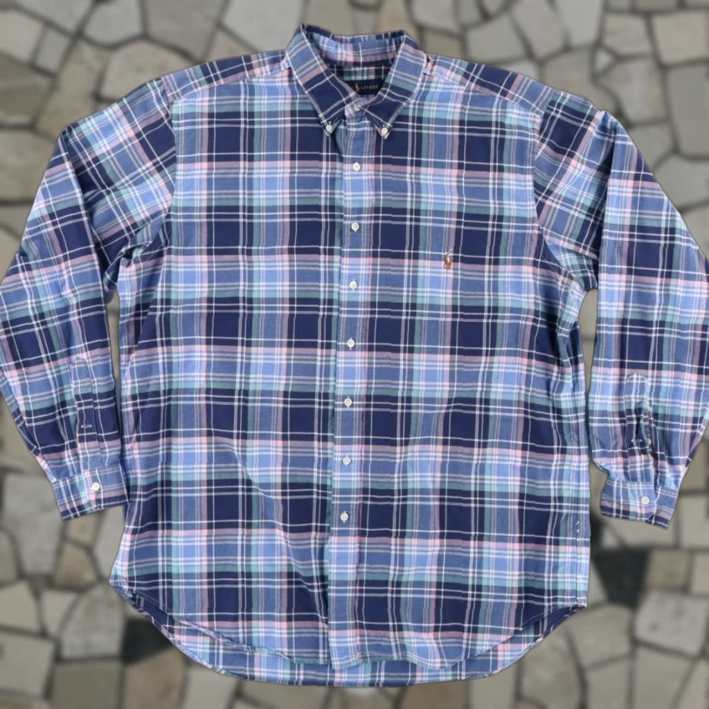 Ralph Lauren Ralph Lauren Shirt Oxford Cotton Plaid Long Sleeve Button Down Blue XLT Men’s Size US XL / EU 56 / 4 - 1 Thumbnail