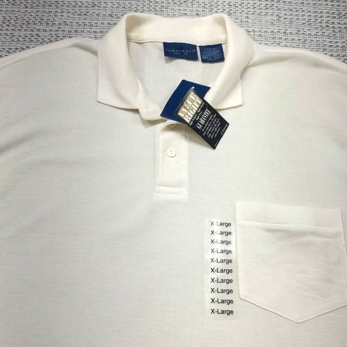 Vintage VINTAGE Towncraft Polo Shirt Mens XL Ivory Short Sleeve Golf Polo Shirt TC Towncraft Polo Size US XL / EU 56 / 4 - 4 Thumbnail