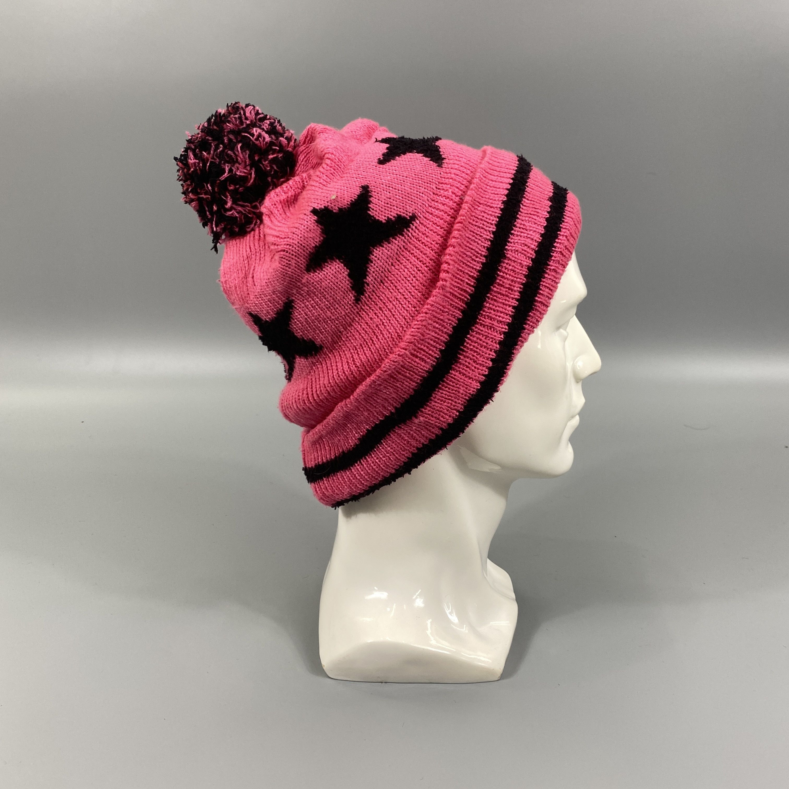 Japanese Brand Knit Star Pattern Beanie Pom Pom -BN790 Size ONE SIZE - 4 Thumbnail