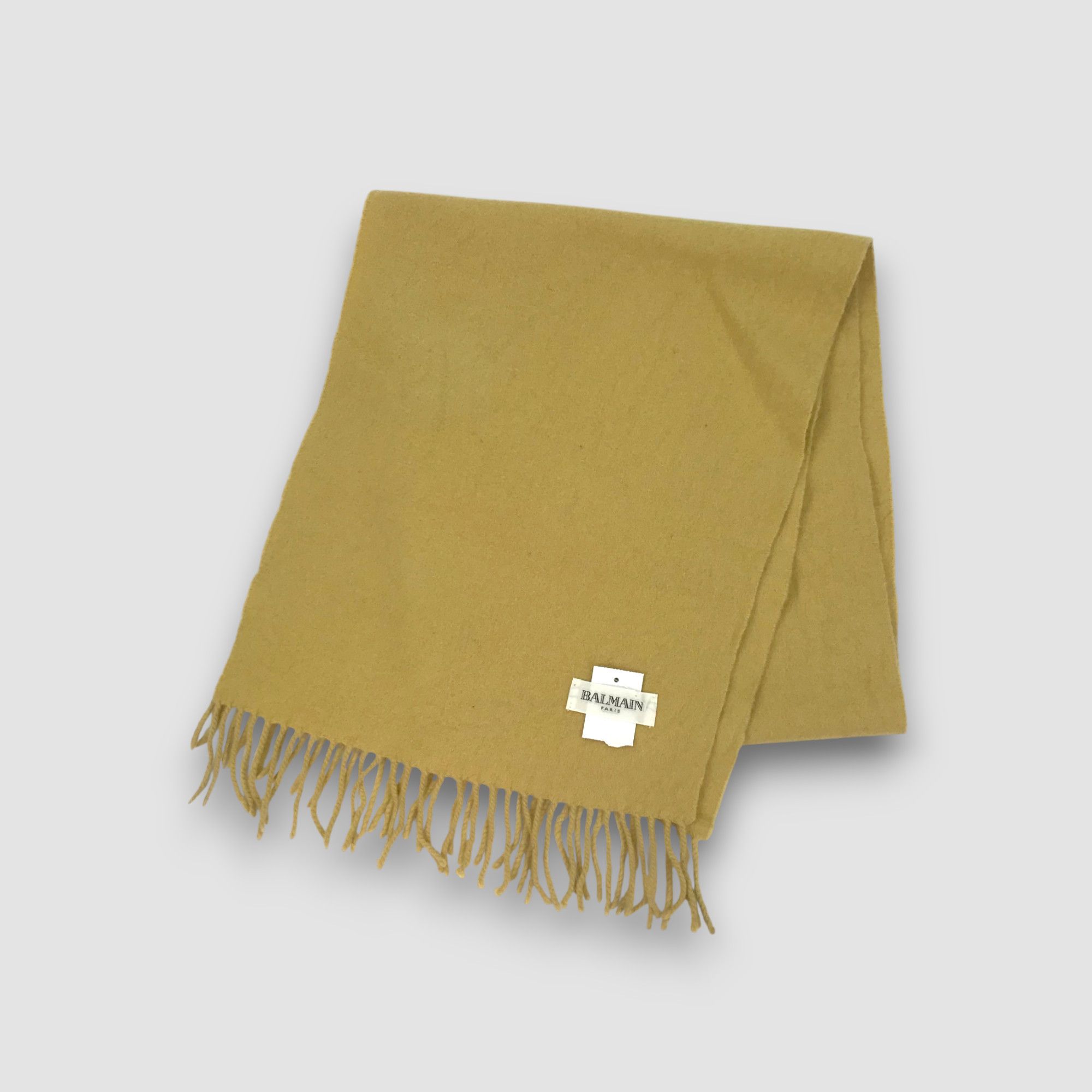 Japanese Brand Vintage Balmain Scarf Muffler Wool Cashmere Scarves Size ONE SIZE - 2 Thumbnail