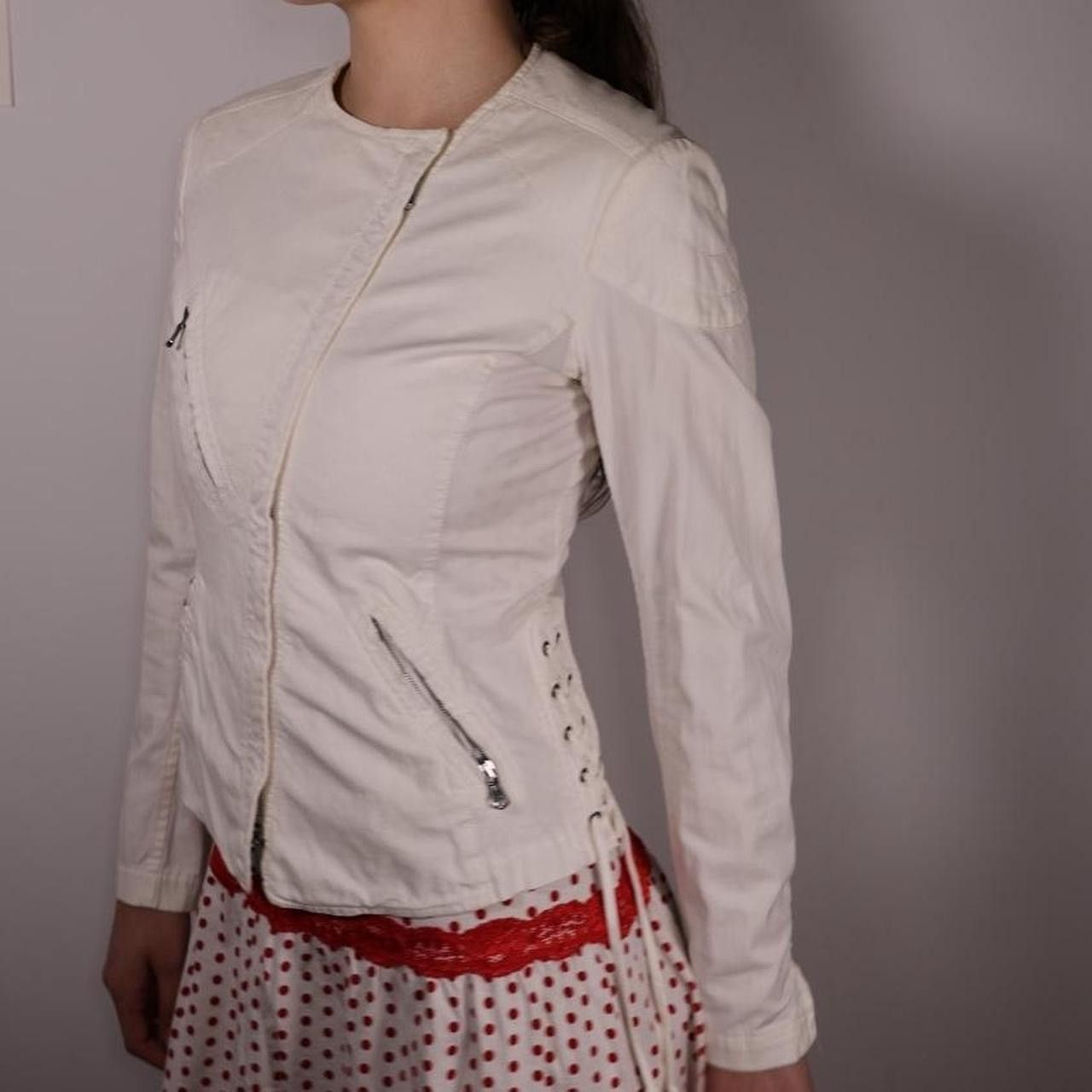 Donna Karan Donna Karan Asymmetrical Zipper Jacket off-white Size XS / US 0-2 / IT 36-38 - 2 Thumbnail