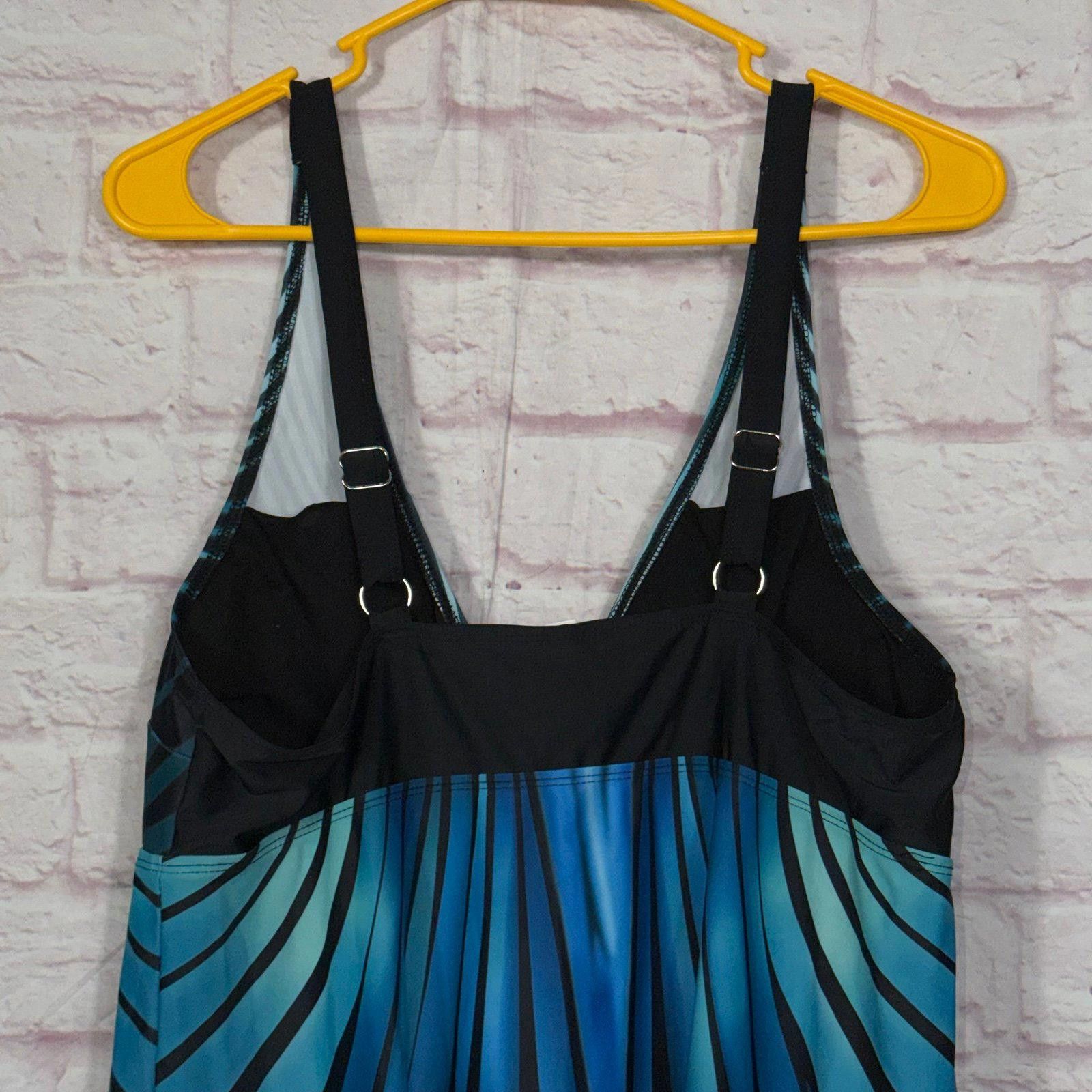 Other Stylish Blue and Black Striped Tankini Top Size 16 Size ONE SIZE - 7 Thumbnail