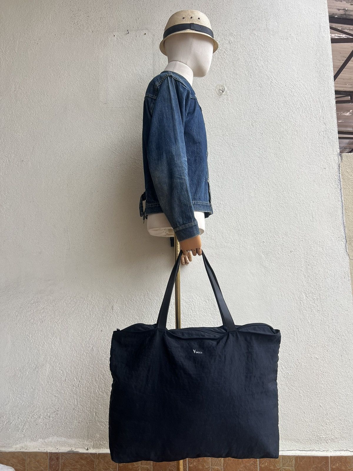 Yohji Yamamoto Vintage 80s 90s Yohji Yamamoto Y’saccs Black Large Tote Bag Size ONE SIZE - 5 Thumbnail