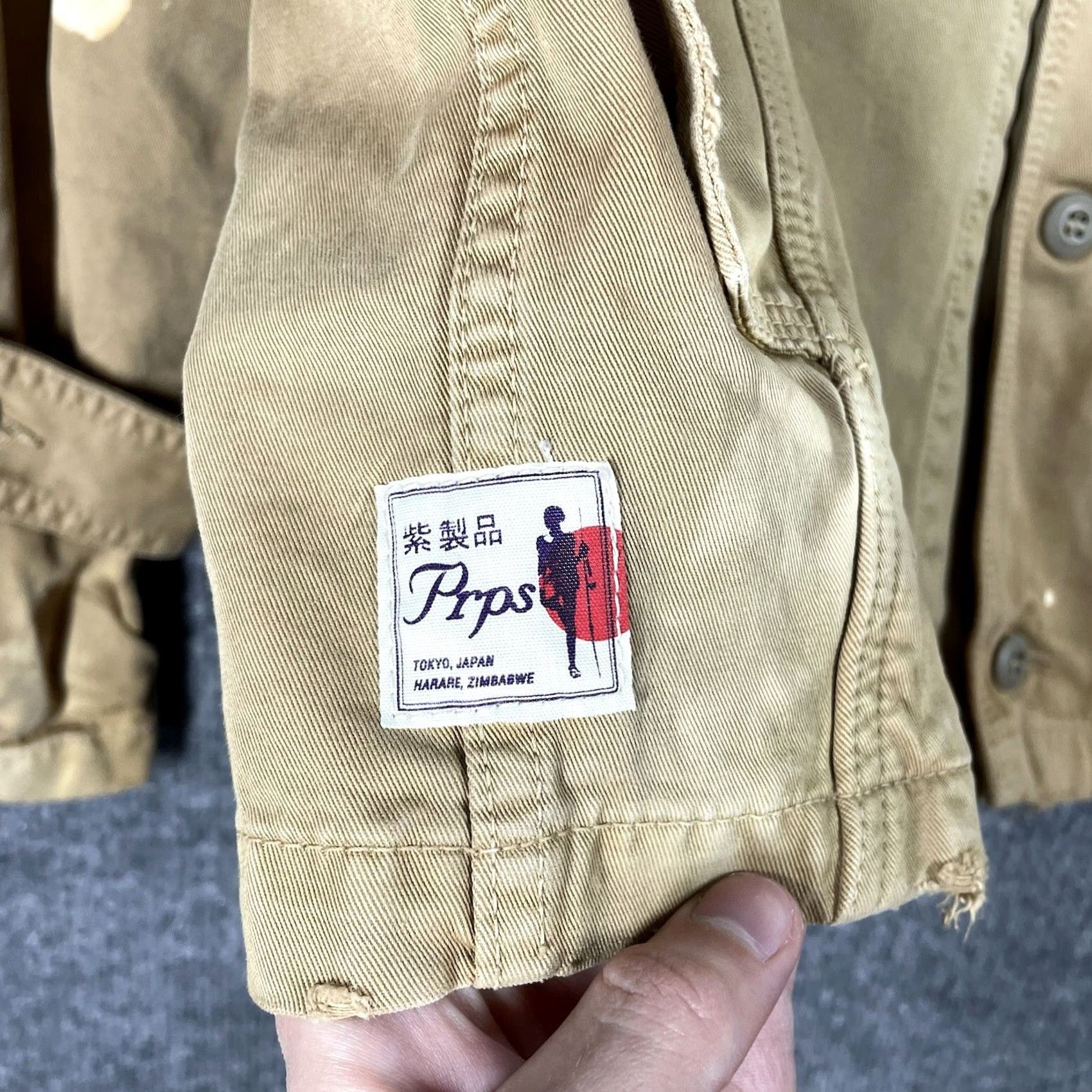 Prps VINTAGE PRPS x Zimbabwe Military Jacket L Mens Canvas Khaki Beige Distressed WWII 90s Japan Donwan Harrell Heritage Capstone Military Jacket Size US L / EU 52-54 / 3 - 6 Thumbnail