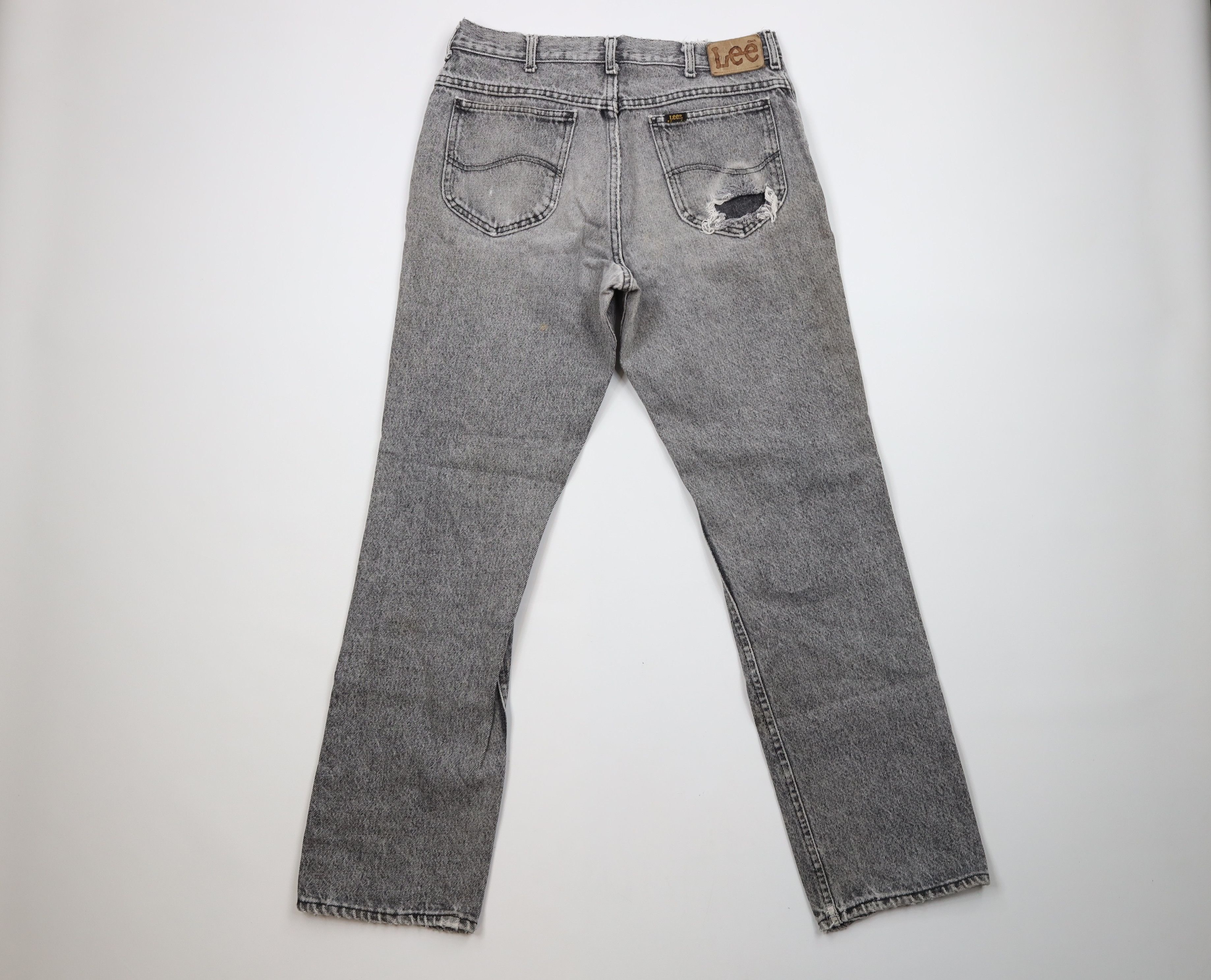 Vintage Vtg 90s Lee Acid Wash Straight Leg Denim Jeans Gray USA Size US 32 / EU 48 - 11 Thumbnail