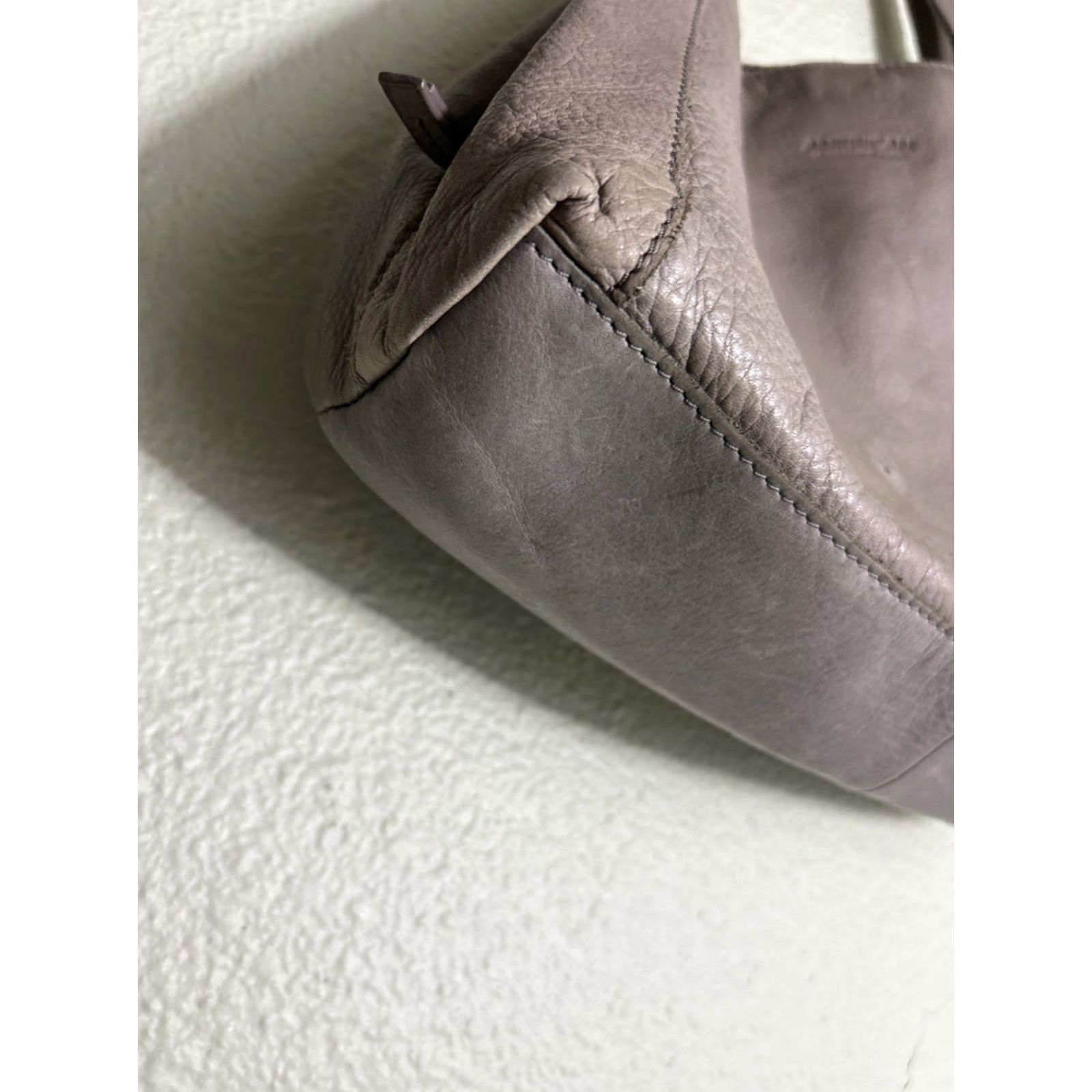 Vintage American Leather Co. Gray Pebbled Leather Double Handles Purse Satchel 13x11.5x5 Womens Ladies Bags Stains Size ONE SIZE - 3 Thumbnail