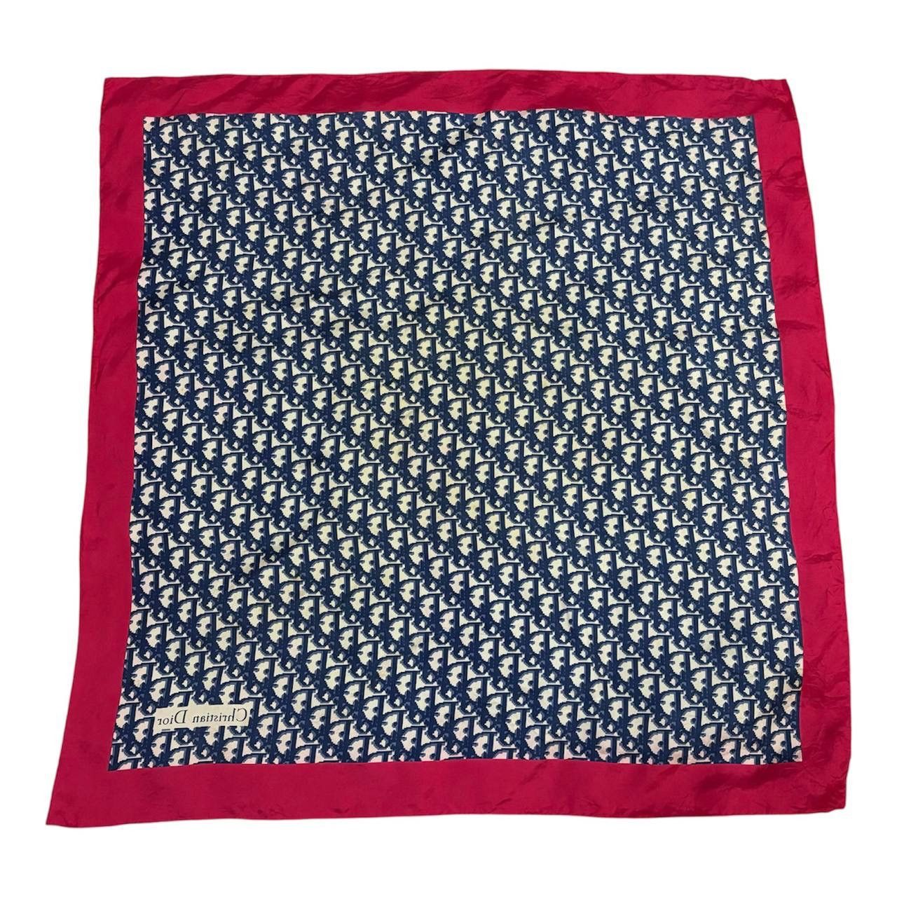 Christian Dior Monsieur Vtg Christian Dior Trotter Monogram Silk Scarf Red Border Size ONE SIZE - 2 Thumbnail