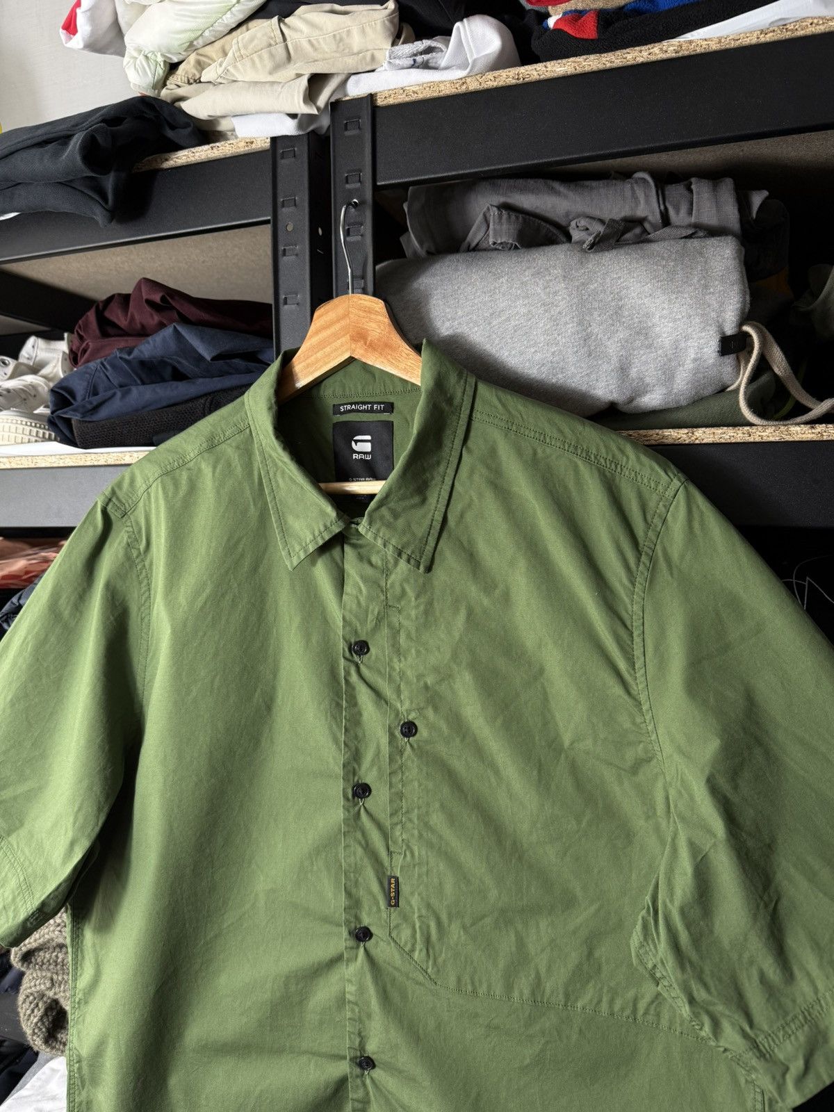 G-Star G-Star RAW Mens Shirt XL Green Short Sleeve Button Up Casual Size US XL / EU 56 / 4 - 3 Thumbnail