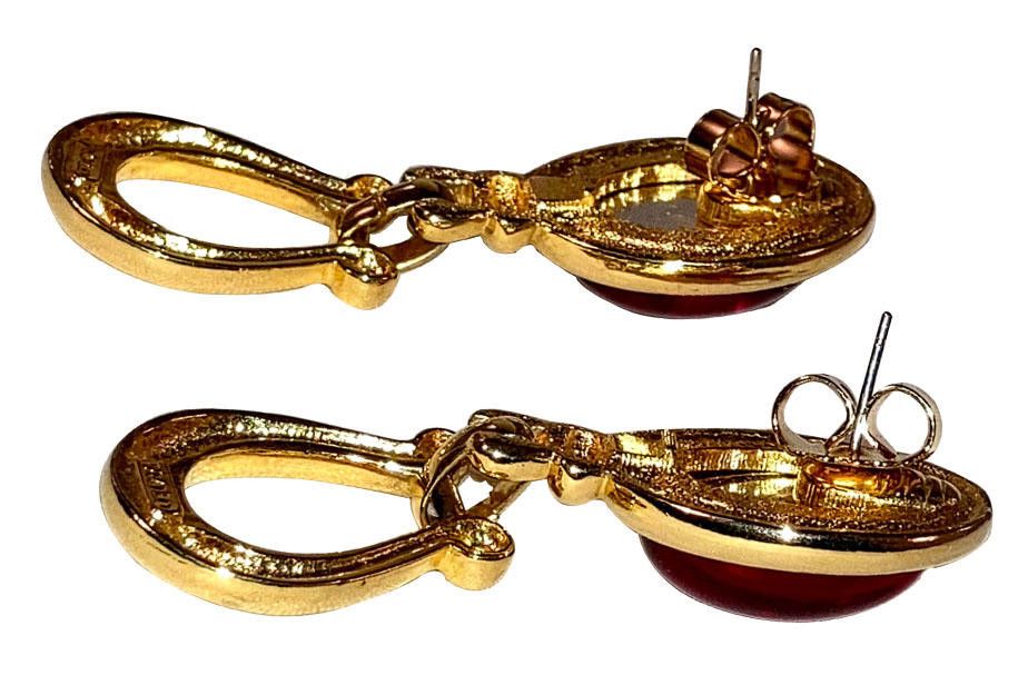 Polo Ralph Lauren Paolo Gucci Goldtone Red Lucite Cabochon Earrings Size ONE SIZE - 5 Thumbnail
