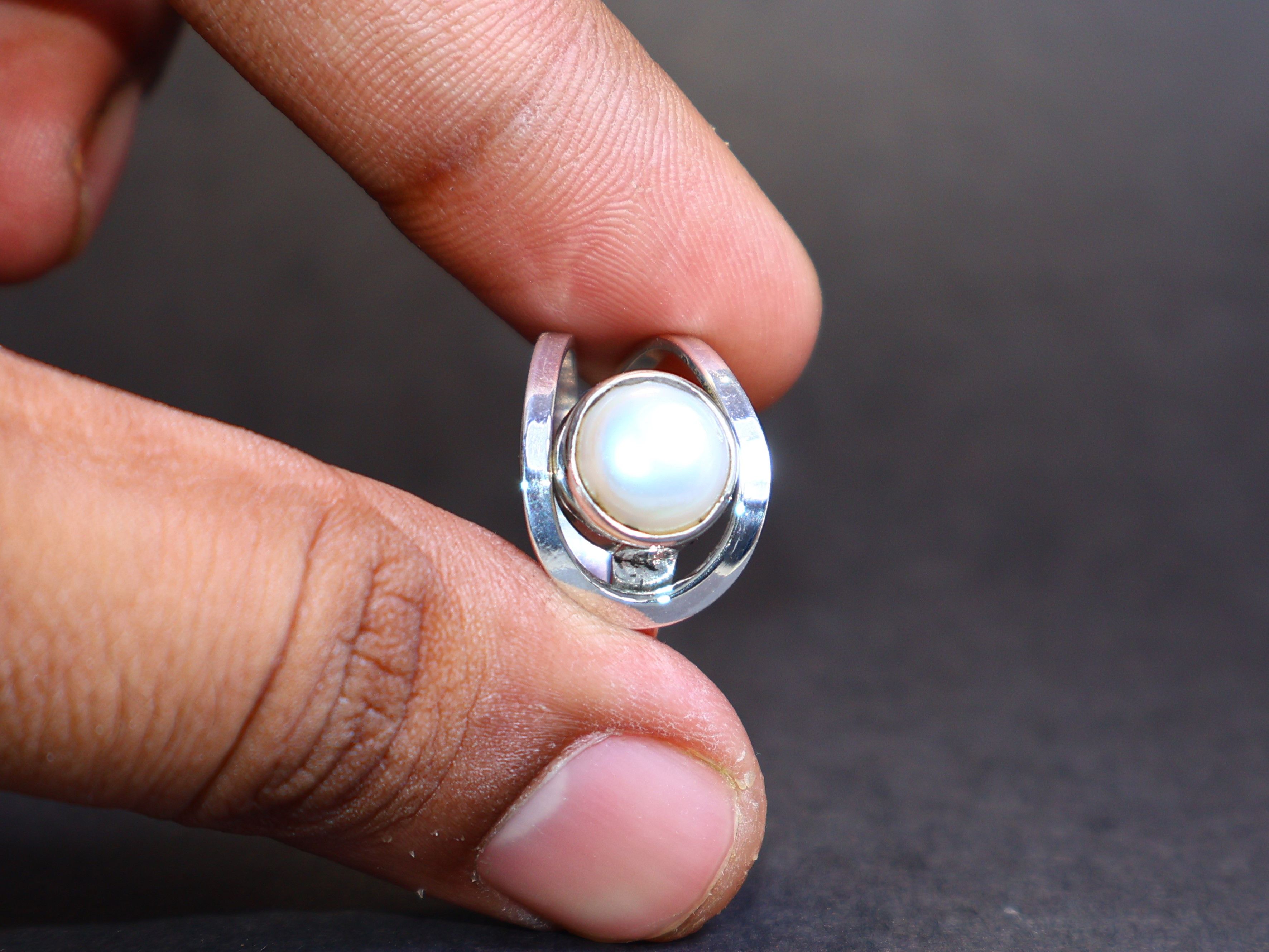 Handmade Pearl Ring, Handmade Sterling Silver Ring, Adjustable Ring, Size ONE SIZE - 7 Thumbnail