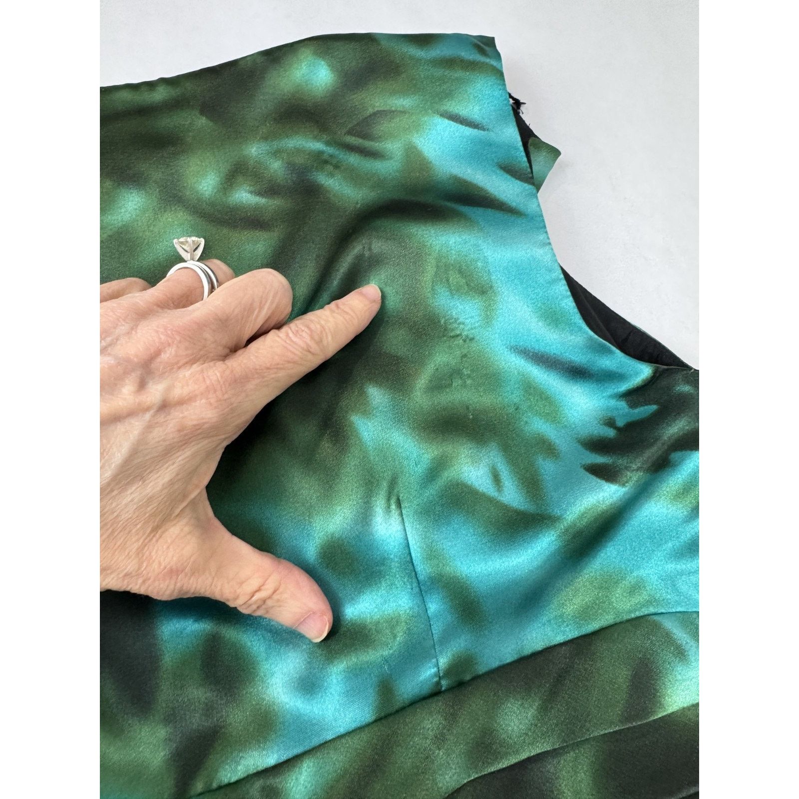 Other 100% Silk Teal Sleeveless Abstract Print Dress Faux-Wrap 8 Size M / US 6-8 / IT 42-44 - 9 Thumbnail