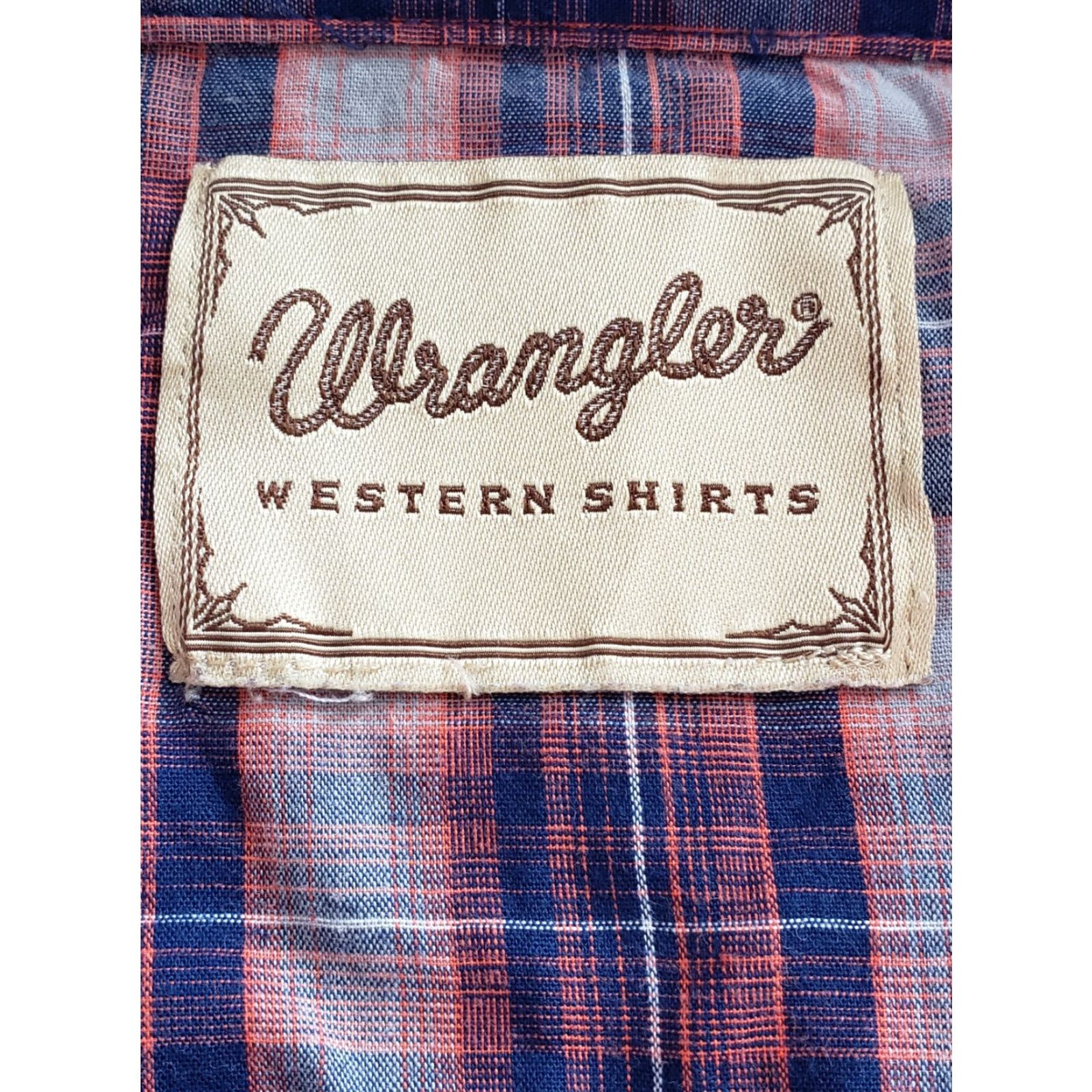 Wrangler Wrangler Mens Western Pearl Snap Shirt 2XL Long Sleeve Blue Orange Plaid Multicolor Cotton Blend Button-Up Pearl Snap Mens Western Shirt Size US XXL / EU 58 / 5 - 3 Thumbnail