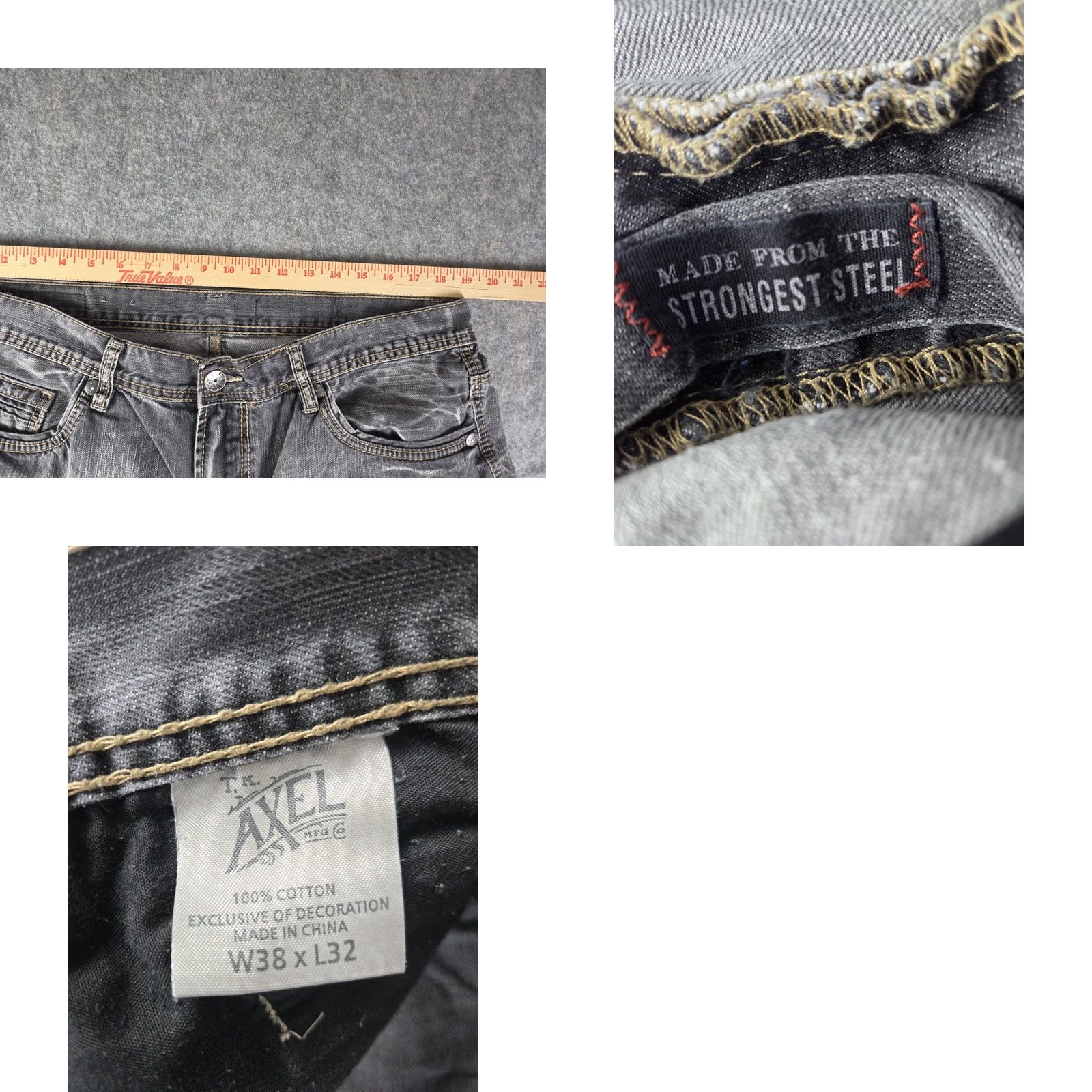 Denime TK Axel Jeans Mens 38x32 Denim Blue Relaxed Straight 90s Grunge Band City Hip Hop Punk Logo 5-Pocket USA Jeans Size US 38 / EU 54 - 8 Thumbnail
