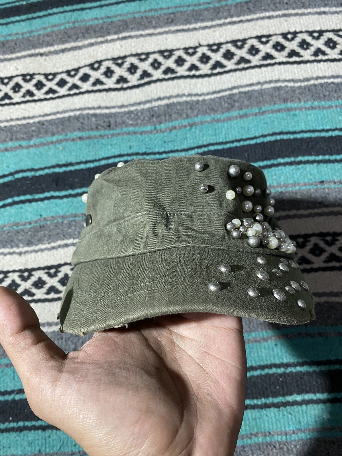 If Six Was Nine × Japanese Brand × Le Grande Bleu (L.G.B.) Y2K Unknown Green Studded Emerald Patrol Cap Size ONE SIZE - 5 Thumbnail