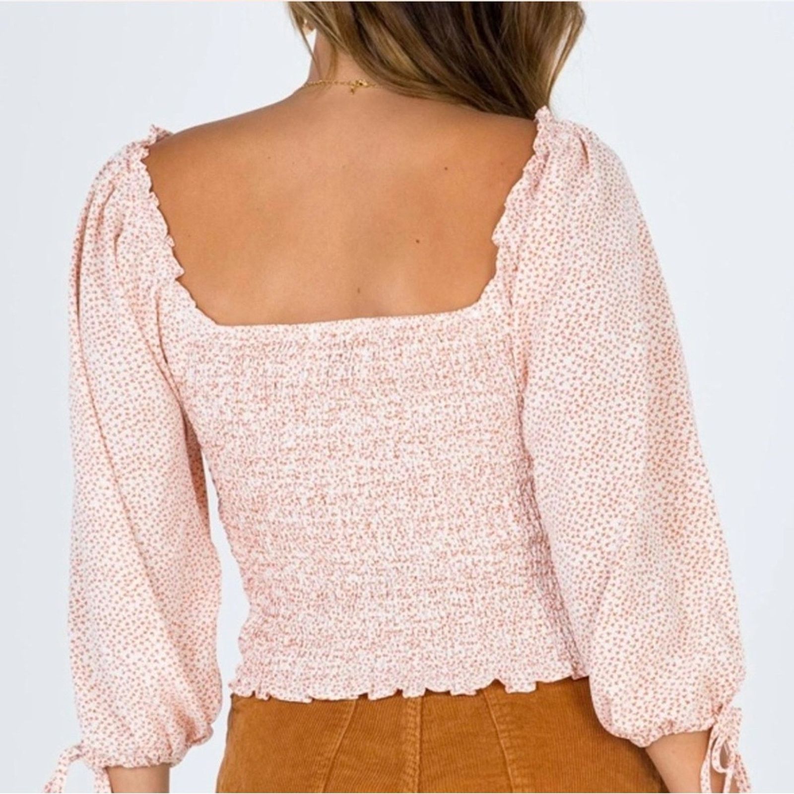 PRINCESS POLLY Princess Polly Jamil Floral Top Womens 6 Orange/White Smock Size M / US 6-8 / IT 42-44 - 3 Thumbnail