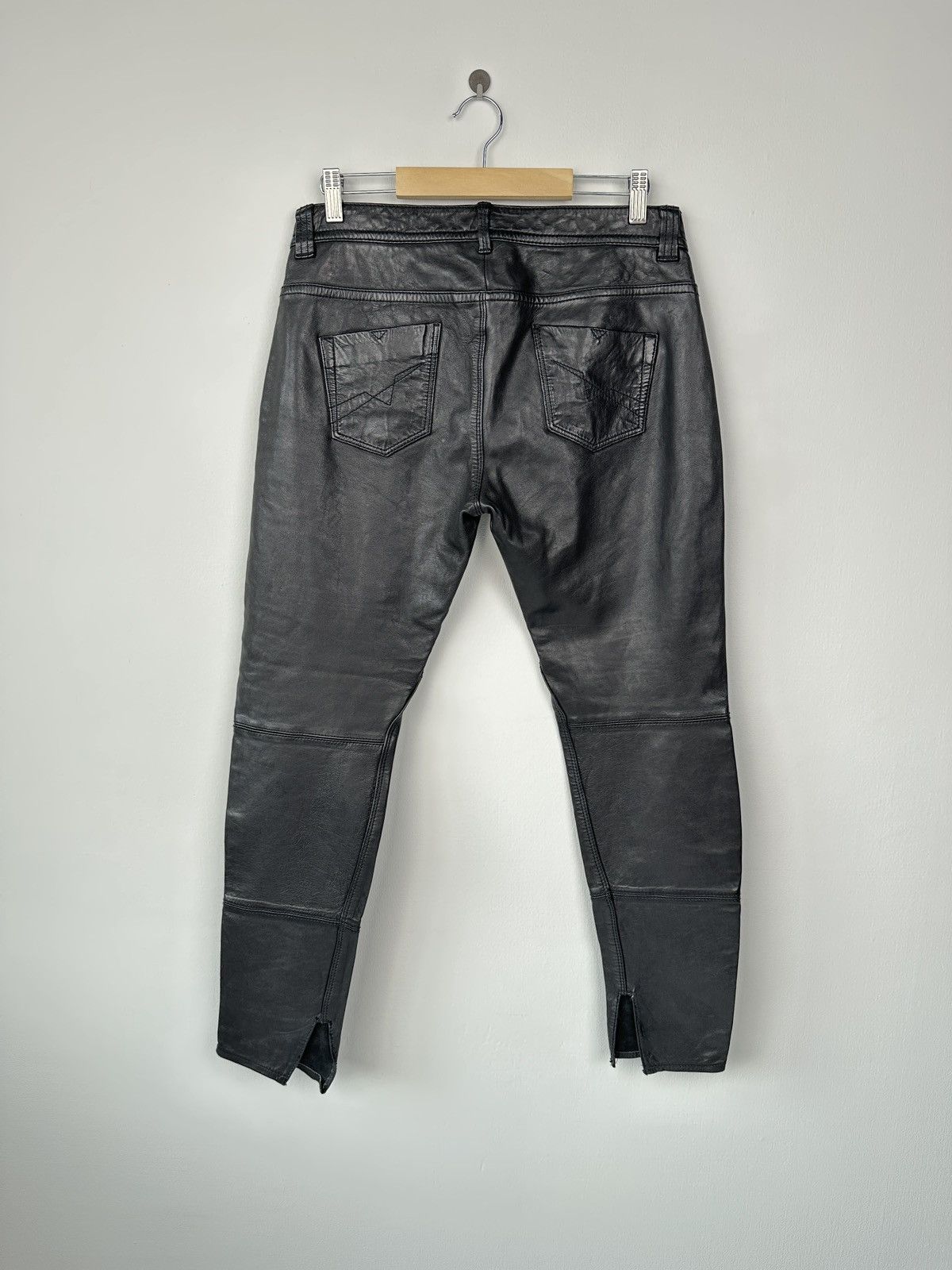 Diesel Y2K DIESEL 100% Leather Black Pants size 29 Vintage Size 29" - 2 Thumbnail