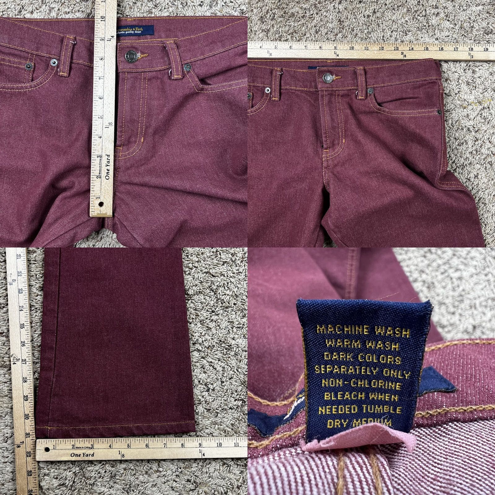 Abercrombie & Fitch Abercrombie & Fitch Jeans Burgundy Womens 4 31x31 Slim Bell Bottom Denim Cotton Regular Rise Mid Inseam 31in 4 Mea VINTAGE? Size 27" / US 4 / IT 40 - 8 Thumbnail