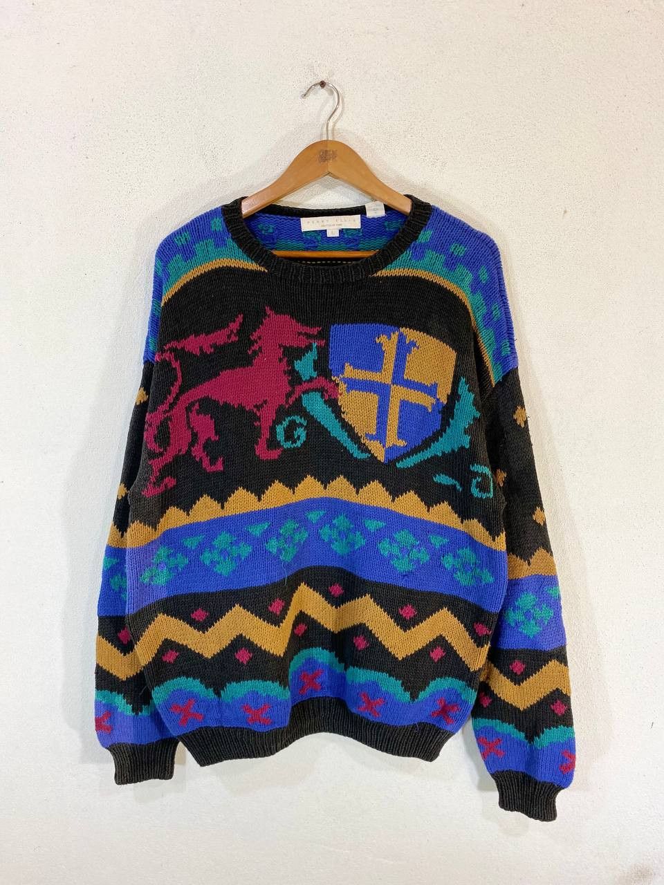 Perry Ellis vintage perry ellis knitted by hand sweater nice design Size US L / EU 52-54 / 3 - 1 Thumbnail