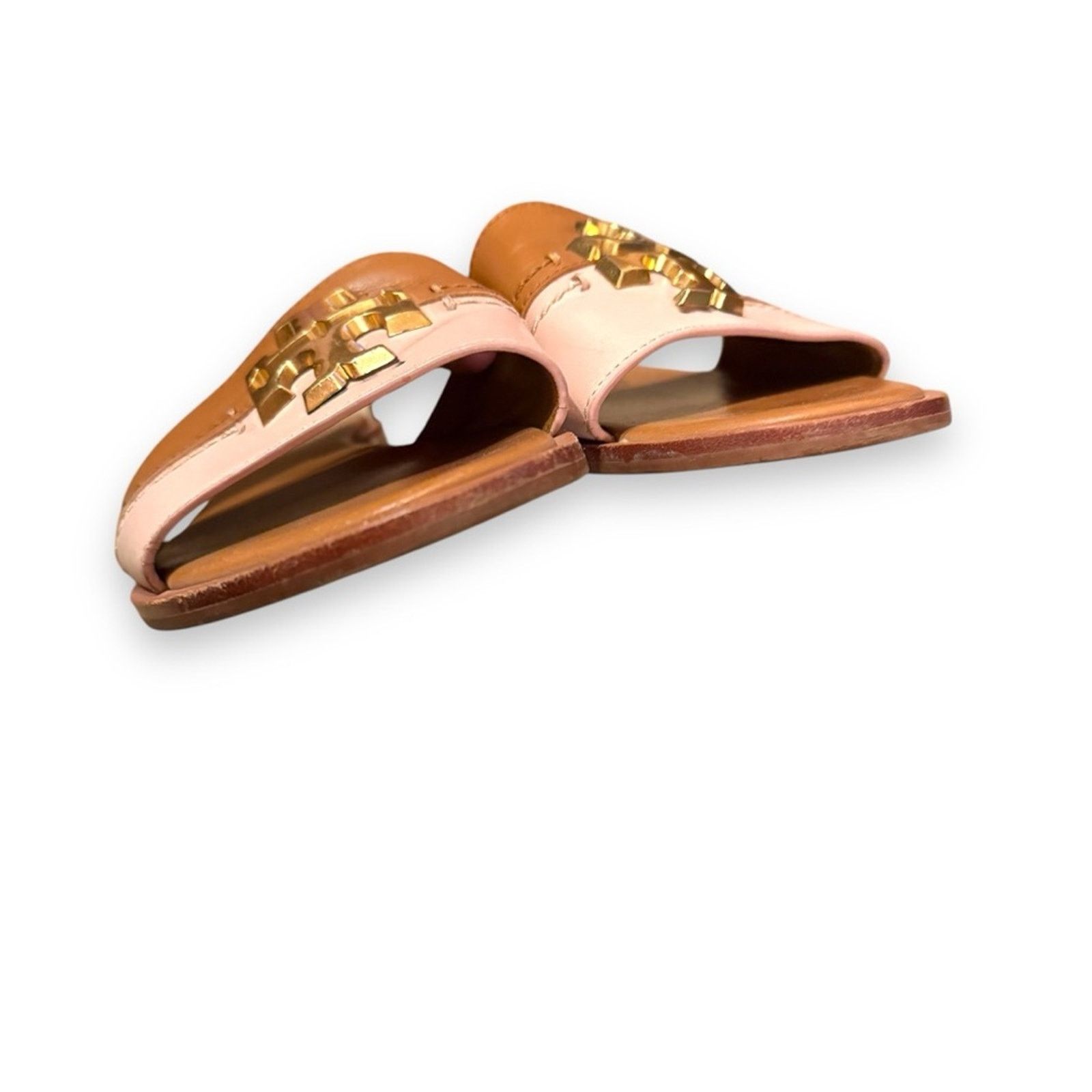 Tory Burch Tory Burch Everly Two Tone Tan & Cream Pink Leather Sandals Size US 7.5 / IT 37.5 - 4 Thumbnail