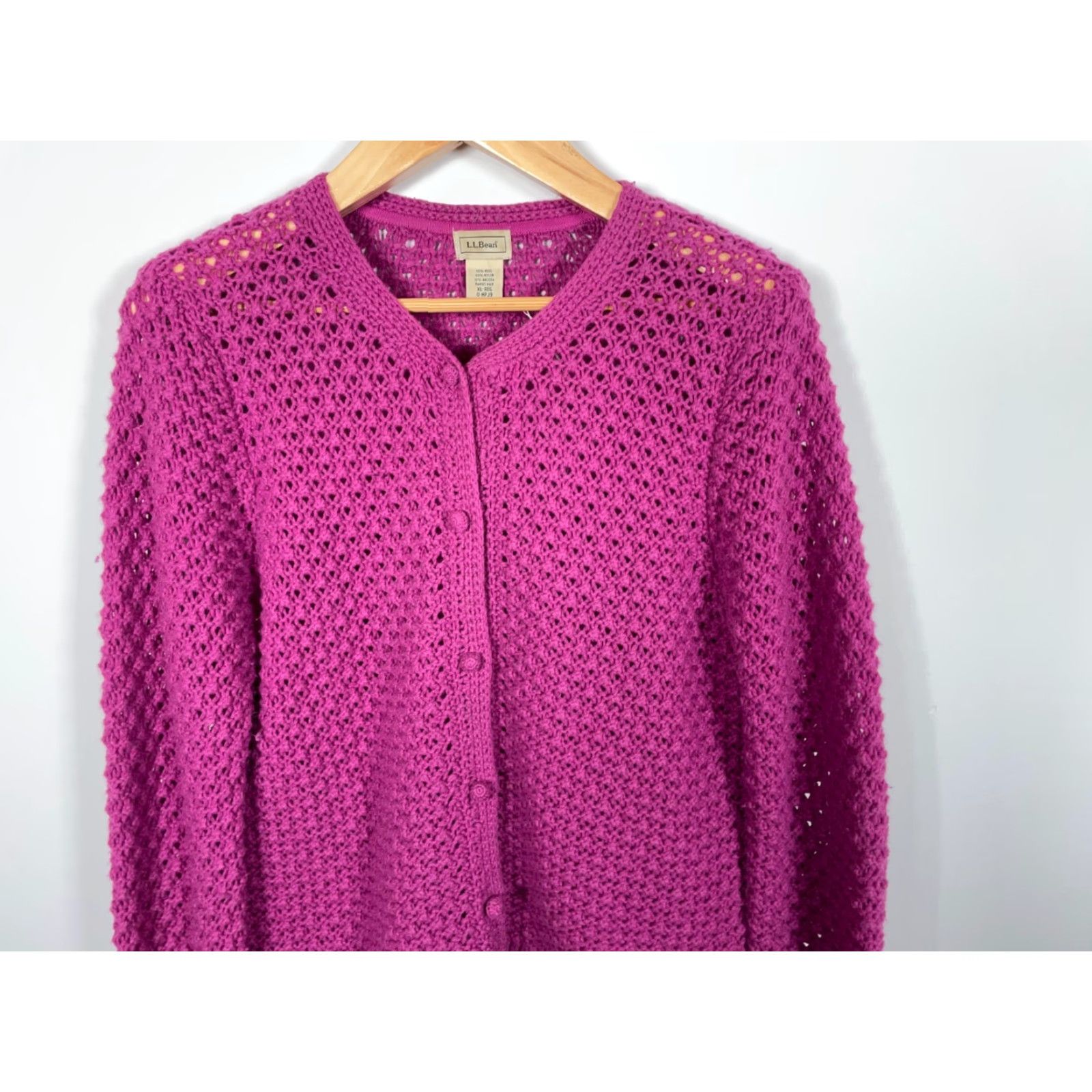 Vintage VINTAGE L.L. Bean Cardigan Sweater Women XL Purple Open Knit Angora Wool Blend Crew Neck Long Sleeve Caridgan Size XL / US 12-14 / IT 48-50 - 4 Thumbnail