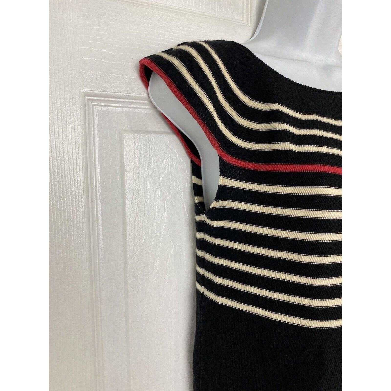Sonia Rykiel Sonia Rykiel Black White Striped Wool Short Sleeve Sweater Size ONE SIZE - 3 Thumbnail