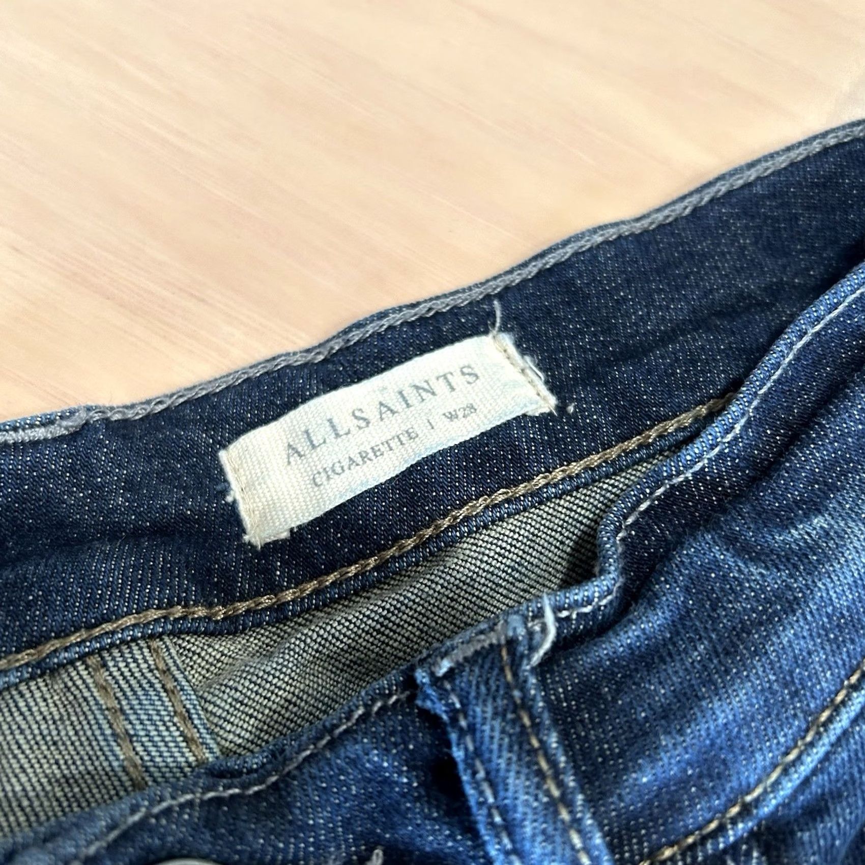 Allsaints AllSaints Isotope Cigarette Skinny Denim Jeans Men 28 Blue Slim 5-Pocket Button Inseam 30 Dark Wash Streetwear Urban Fashion Size US 28 / EU 44 - 4 Thumbnail