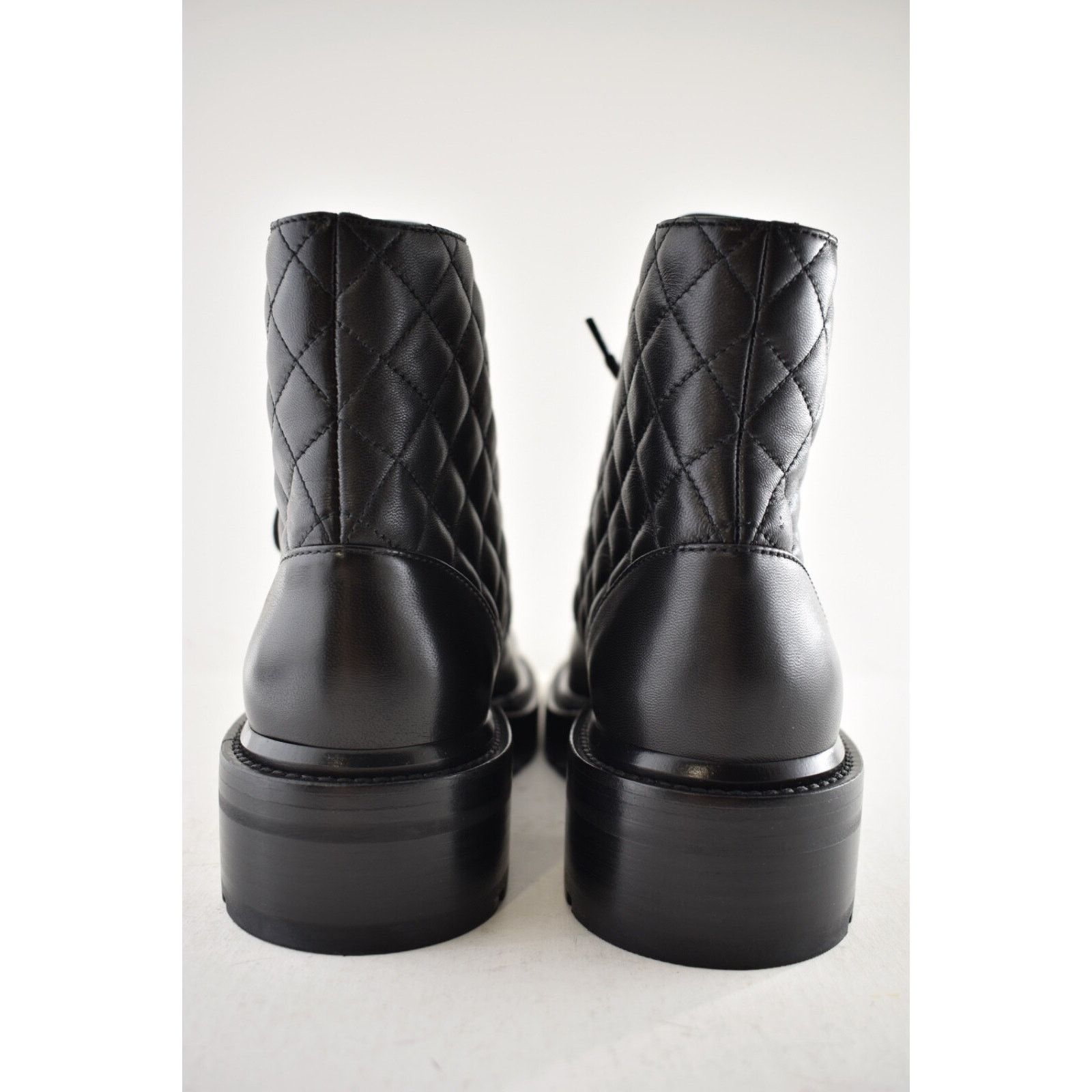 Chanel Chanel 21A Black Quilted Gold CC Chain Combat Lace Up Size US 7 / IT 37 - 14 Thumbnail