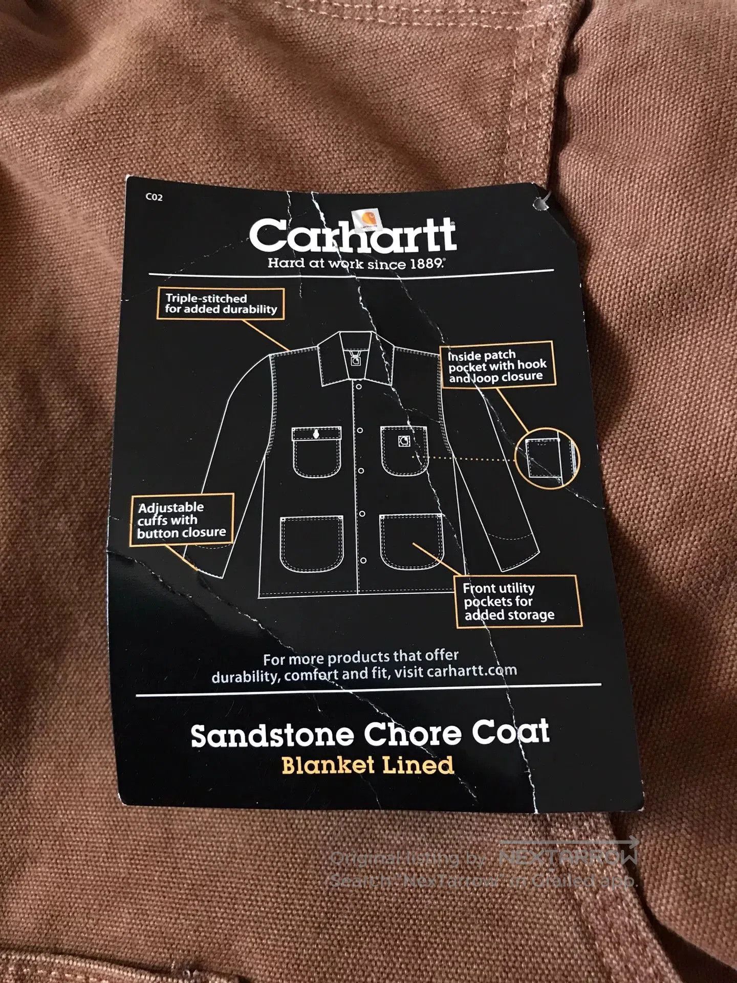 Carhartt Carhartt C02 Brown Washed Canvas Work Jacket. Size US L / EU 52-54 / 3 - 7 Thumbnail