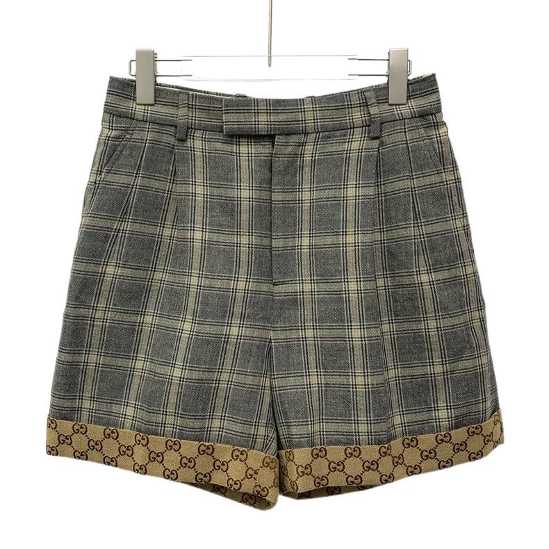Gucci Gucci SizeS Color-blocked plaid logo jacquan lace linen cas Size US 29 - 1 Thumbnail