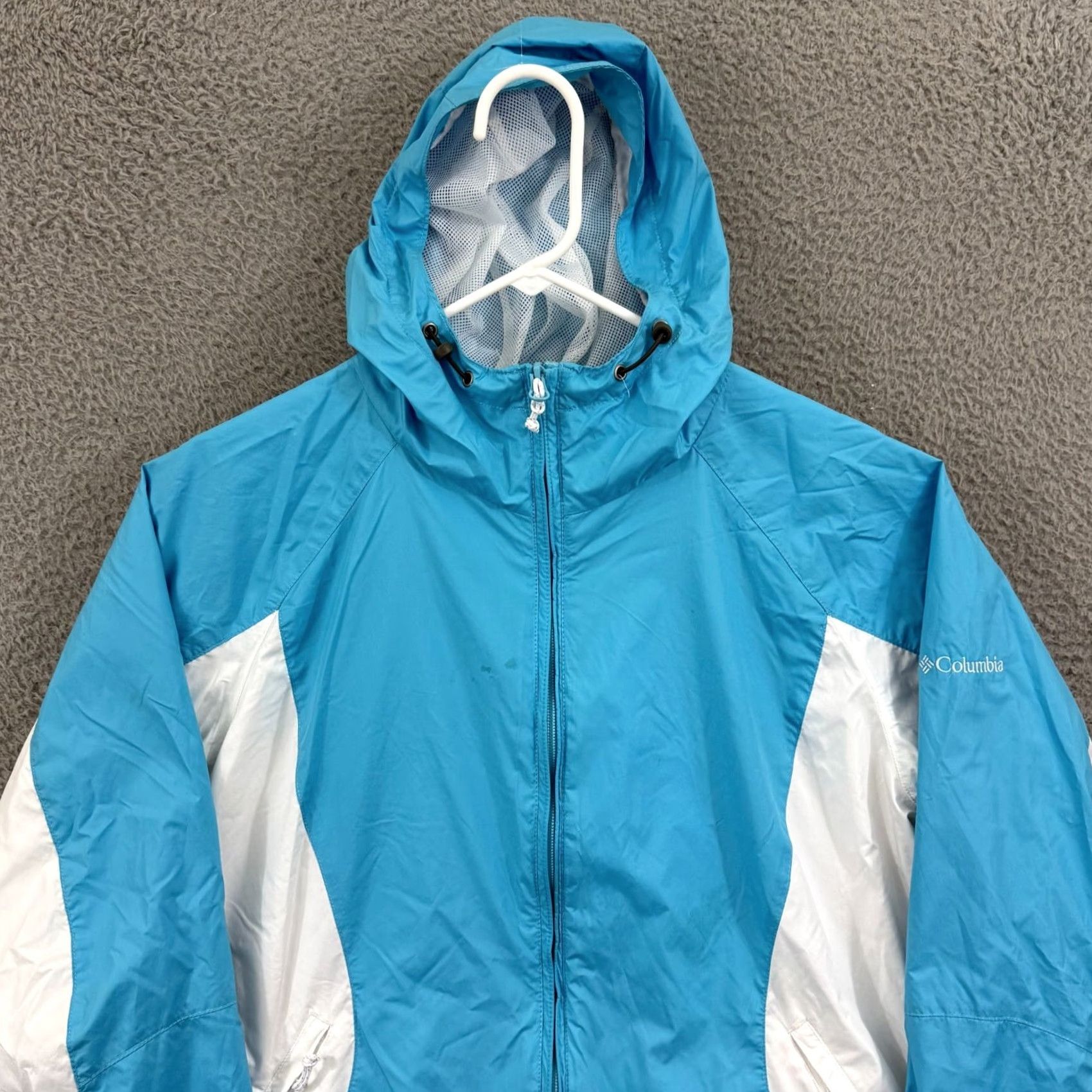 Vintage Columbia Windbreaker Jacket Womens Large Blue Lightweight Zip Up Hooded Size L / US 10 / IT 46 - 4 Thumbnail