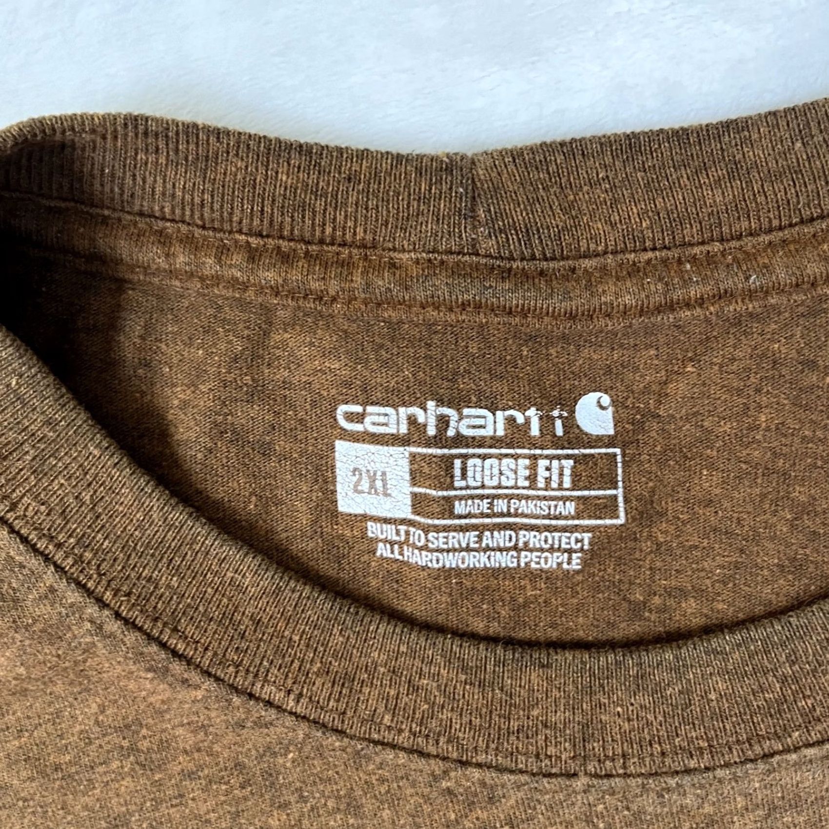 Carhartt Carhartt Shirt 2XL Brown Pocket T-Shirt Crew Neck Short Sleeve Men's K87 Vintage 90s Grunge Work Wear Size US XXL / EU 58 / 5 - 3 Thumbnail