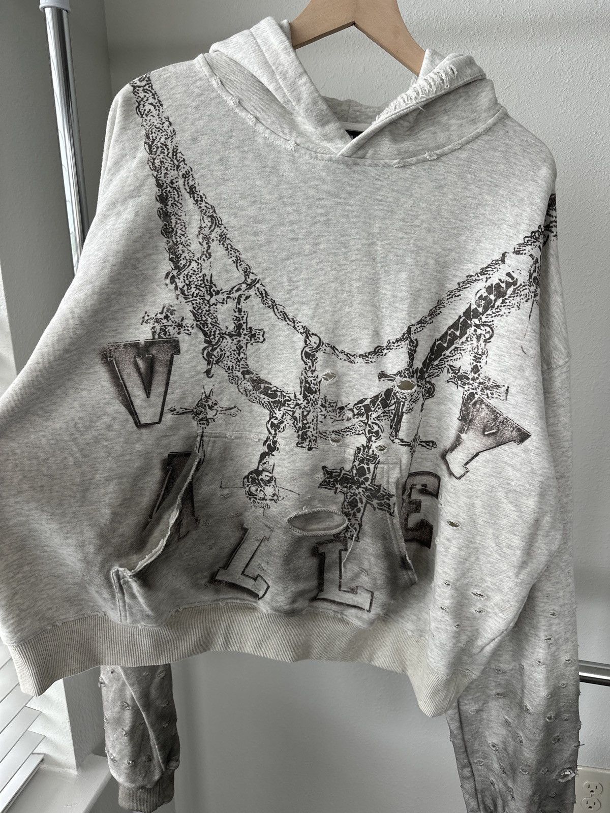 Vale Vale Big Chain Distressed Hoodie Size US XXL / EU 58 / 5 - 3 Thumbnail