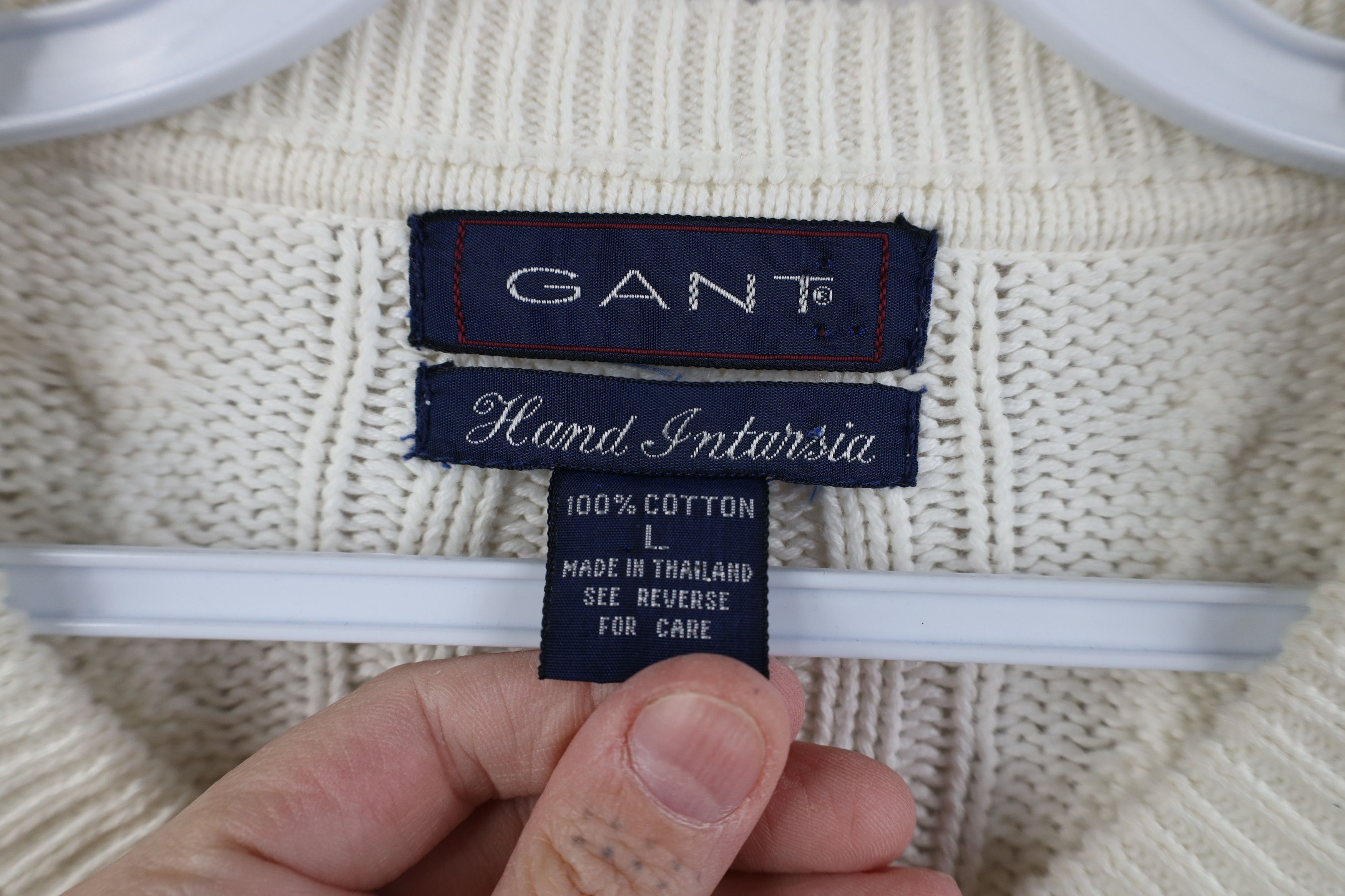 Vintage Vintage 90s Streetwear Diamond Chunky Cable Knit Sweater Size US L / EU 52-54 / 3 - 10 Thumbnail