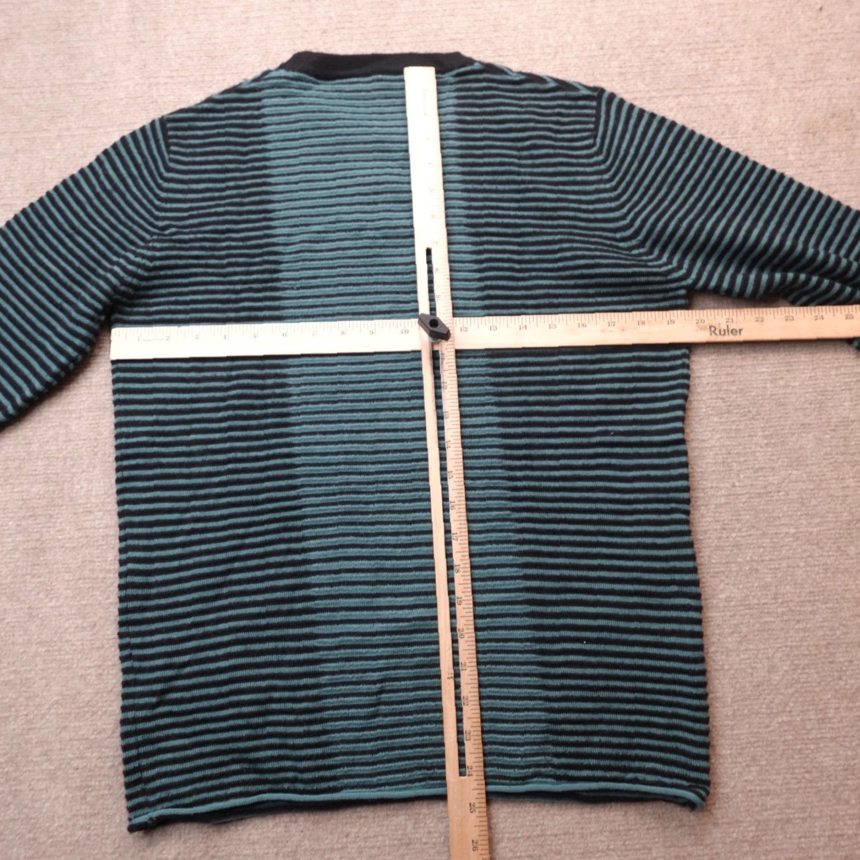 Costume National Costume National Sweater Medium Blue Green Striped 100% Merino Wool Rolled Hem Size US M / EU 48-50 / 2 - 6 Thumbnail
