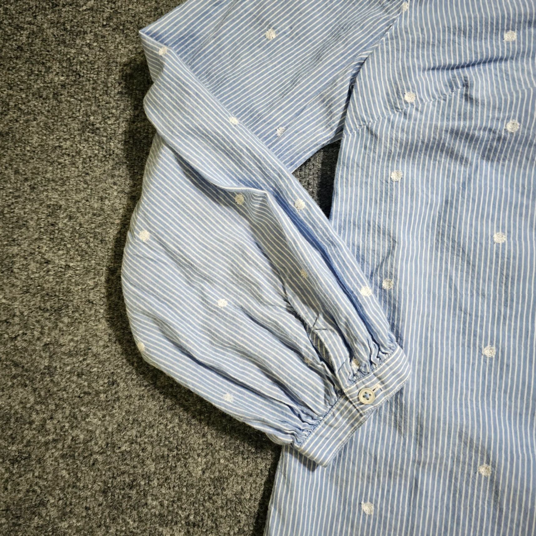 Talbots Talbots Top Shirt Women L Blue White Polka Dot Button Long Sleeve Career Blouse Size L / US 10 / IT 46 - 4 Thumbnail