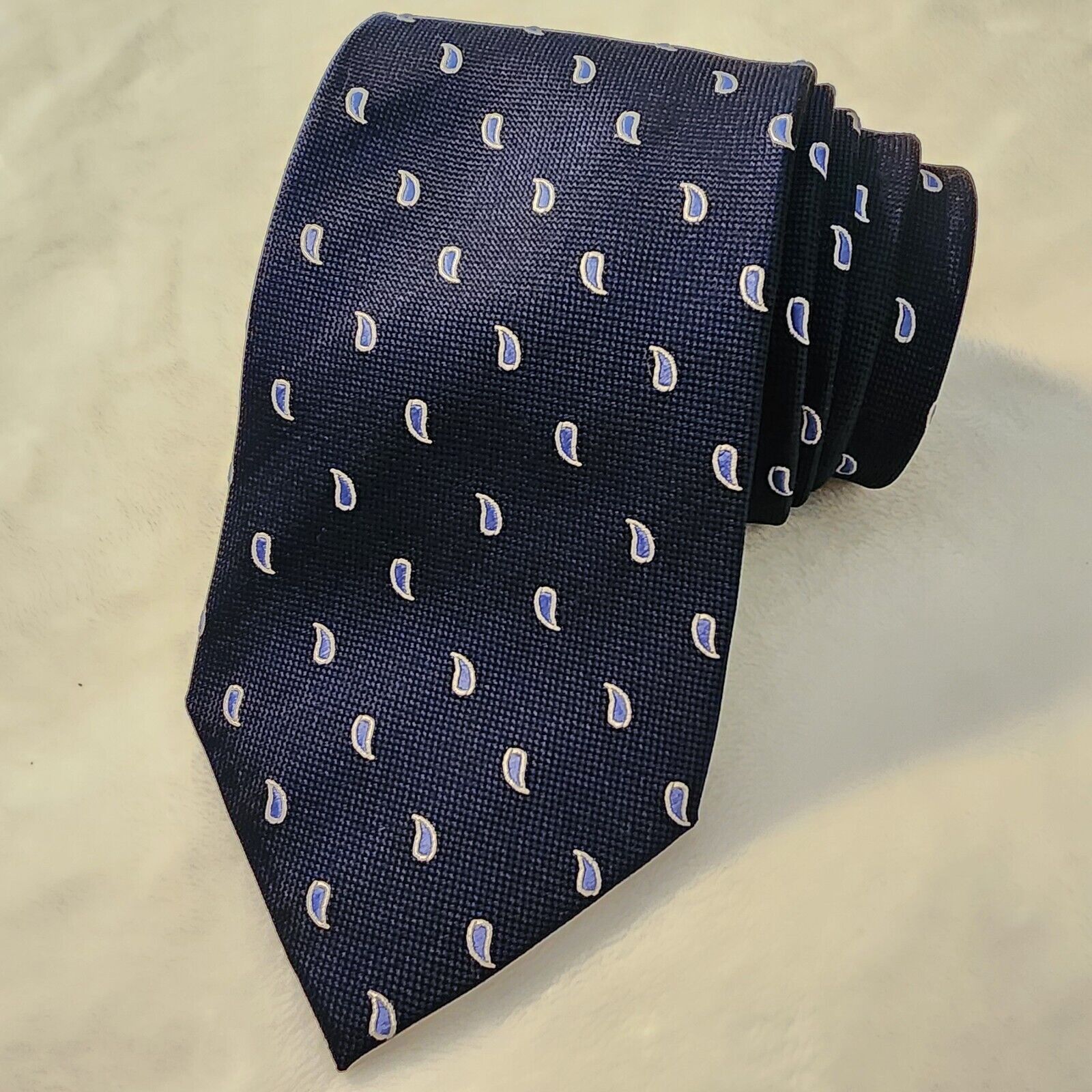 Stafford STAFFORD Silk Necktie Designer PAISLEY Blue Tie Classic Size ONE SIZE - 1 Thumbnail