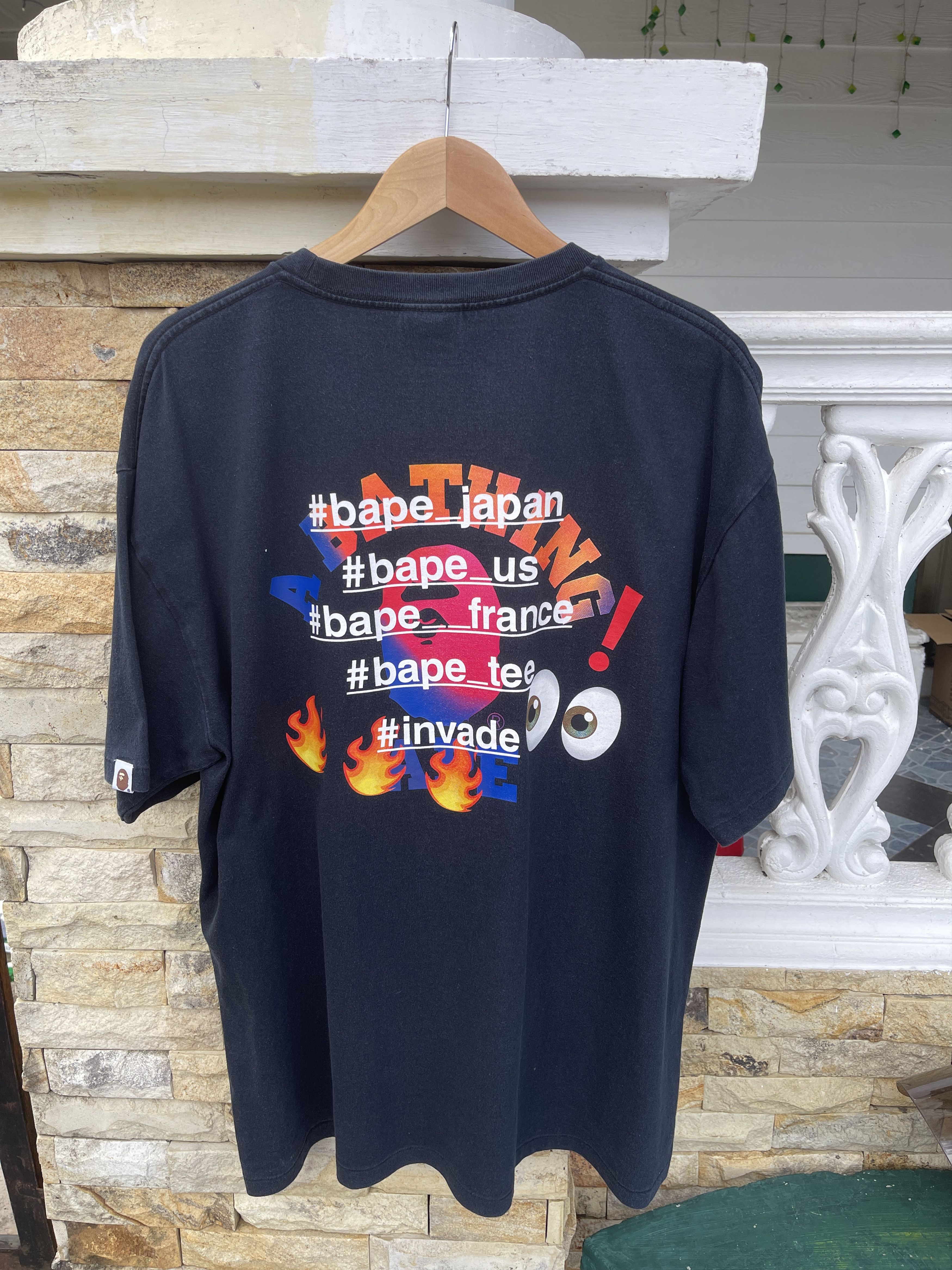 Last Drop🔥Rare🔥Vintage Bape Fire College Emoji T-Shirt