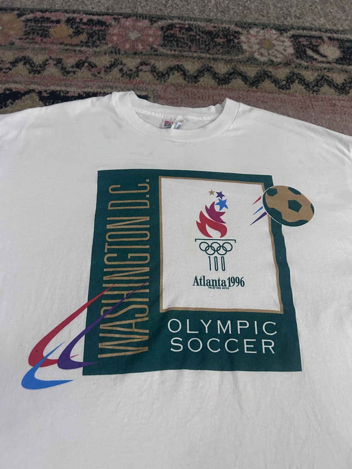 Vintage Vintage 1996 Atlanta Olympic Soccer T-Shirt Size US XL / EU 56 / 4 - 2 Thumbnail
