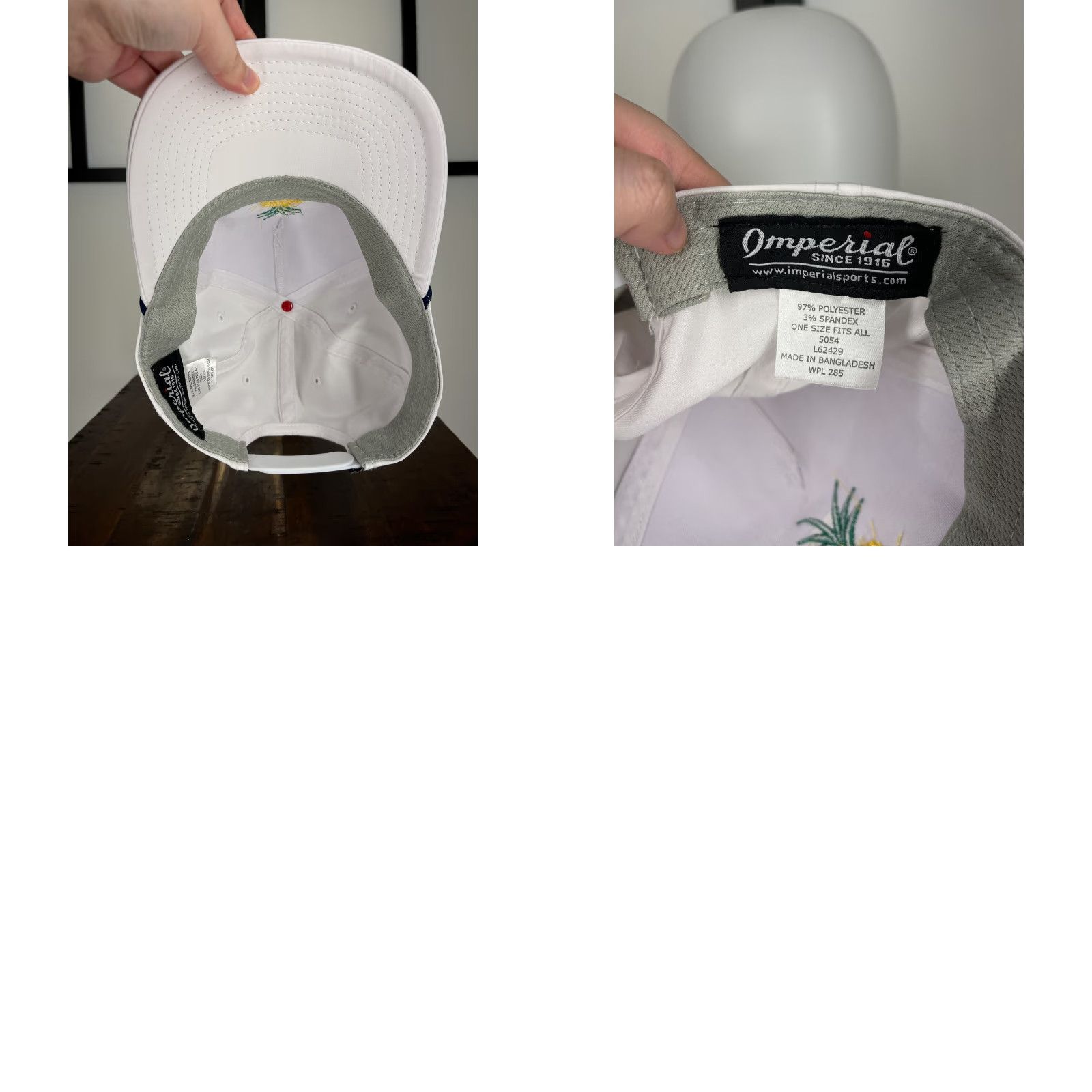 Imperial Pineapple Hat Cap Snap Back Adult One Size White Poly Spandex Imperial Hat Cap Size ONE SIZE - 9 Thumbnail