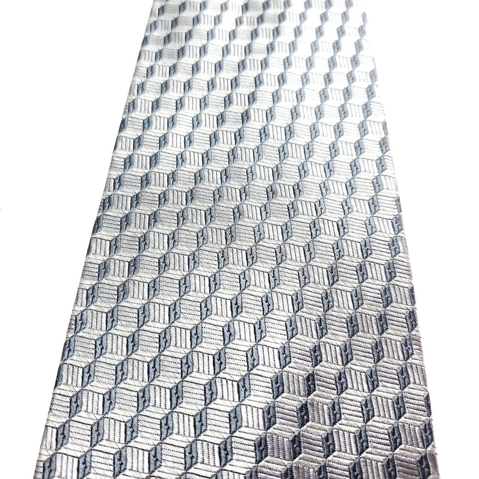 Van Heusen Van Heusen Silk Tie Woven Silver Geometric Woven Short Wide Size ONE SIZE - 2 Thumbnail