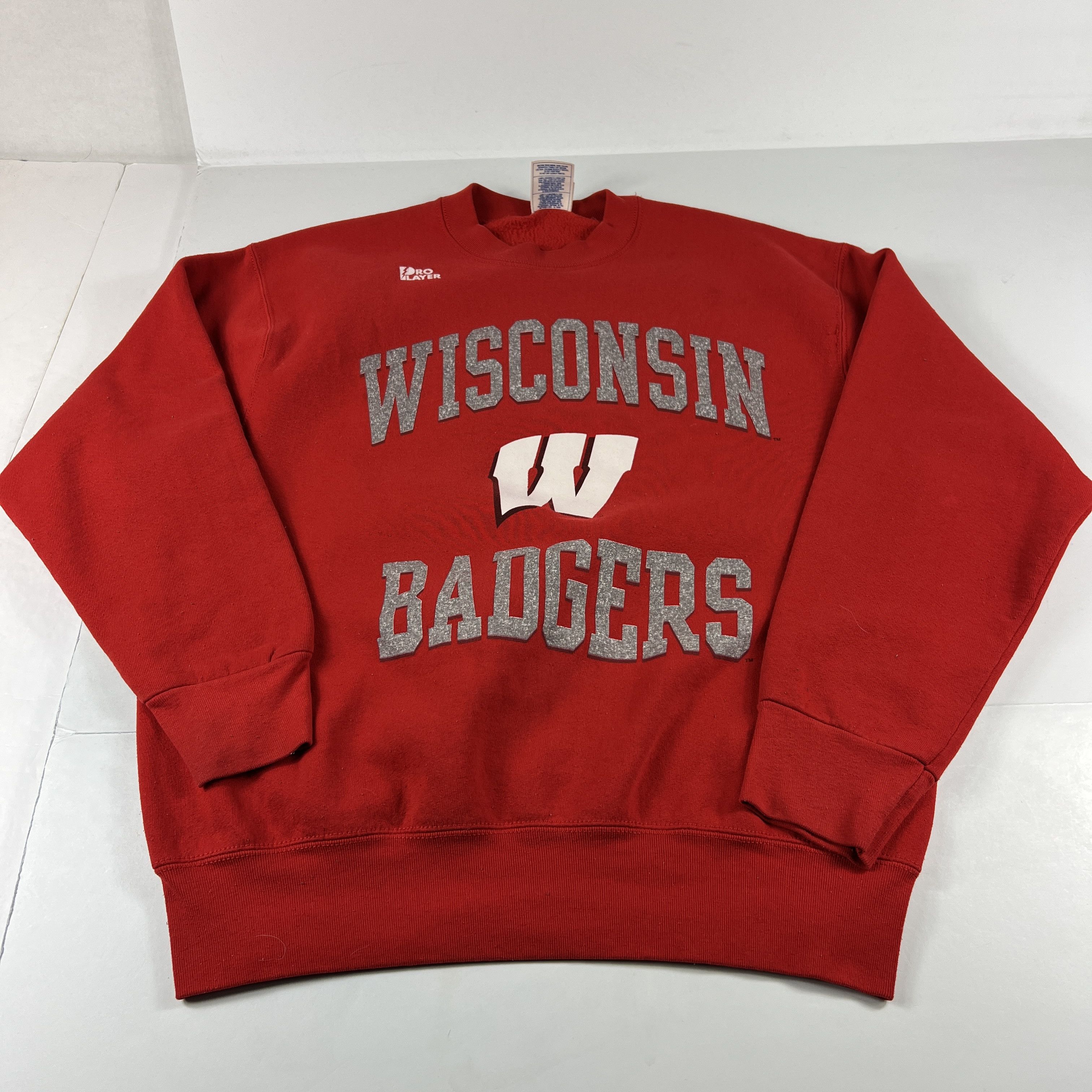 VTG Pro Player Wisconsin Badgers Sweatshirt Red Crewneck