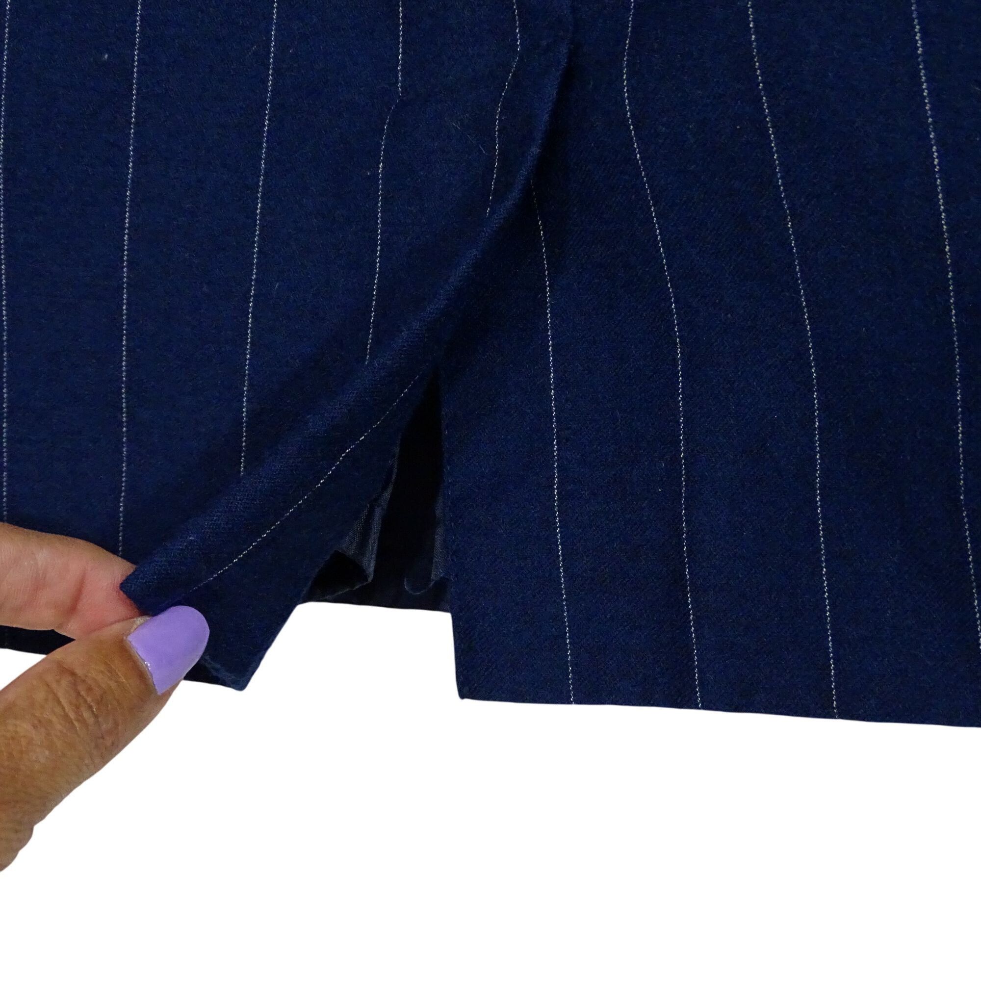 Other Vintage JG Hook Navy Blue Wool Pinstripe Pencil Skirt 12 Size 34" / US 12 / IT 48 - 3 Thumbnail