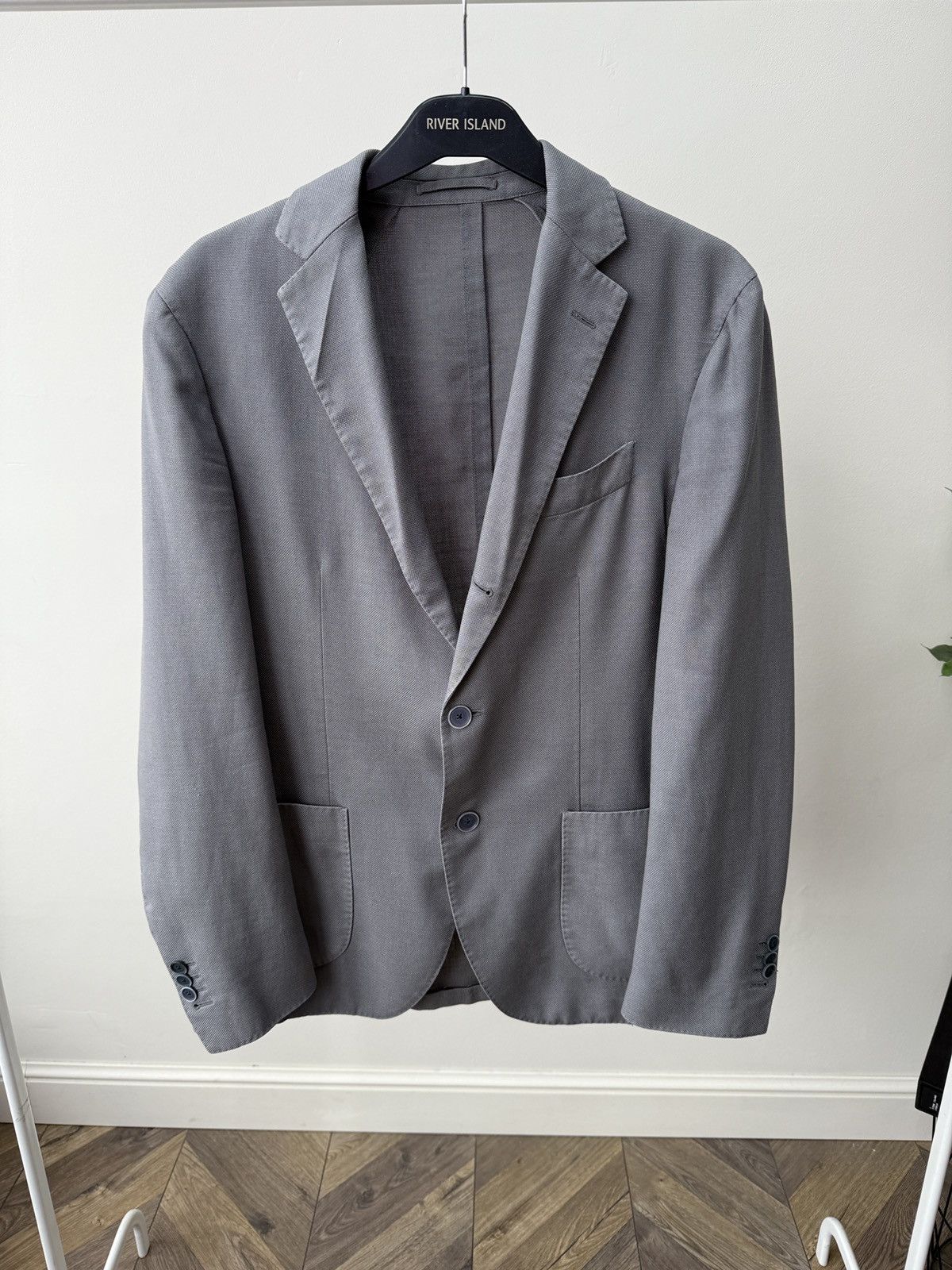 Lardini Vintage Lardini Men’s Grey Textured Blazer Jacket Size 50R - 1 Thumbnail