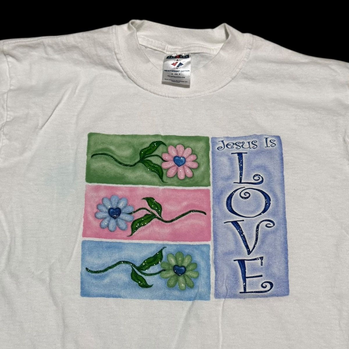 Jerzees Vintage Jesus is Love Floral White Religion Shirt Women's S Size US S / EU 44-46 / 1 - 2 Thumbnail