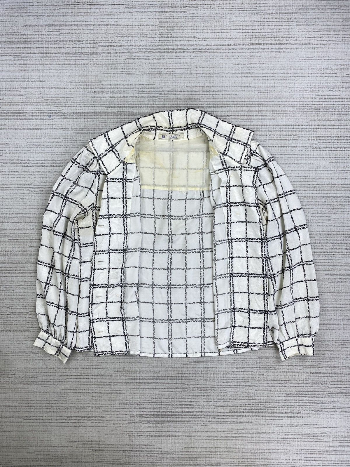 Givenchy × Vintage Vintage Givenchy Glamour Checkered Silk Blouse Size L / US 10 / IT 46 - 7 Thumbnail