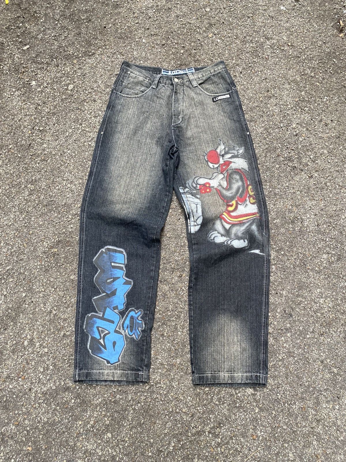 image of Baggy Jeans Lot 29 Looney Tunes Jnco in Black, Men's (Size 33)