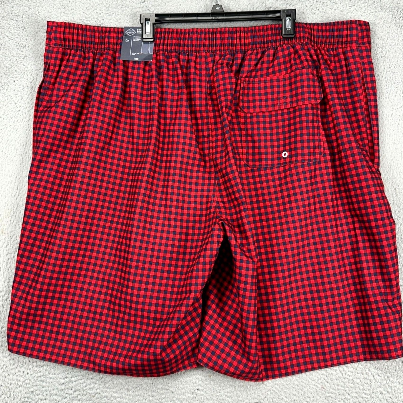 Vintage St. John's Bay Mens Swim Trunks 4XLT Tall Red Blue Gingham Check Board Shorts NEW Size US 39 - 3 Thumbnail