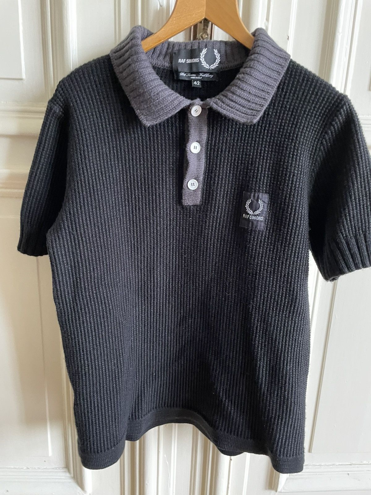 Fred Perry Raf Simons Knitted Polo Shirt contrast collar Raf Simons for Fred Perry Grailed