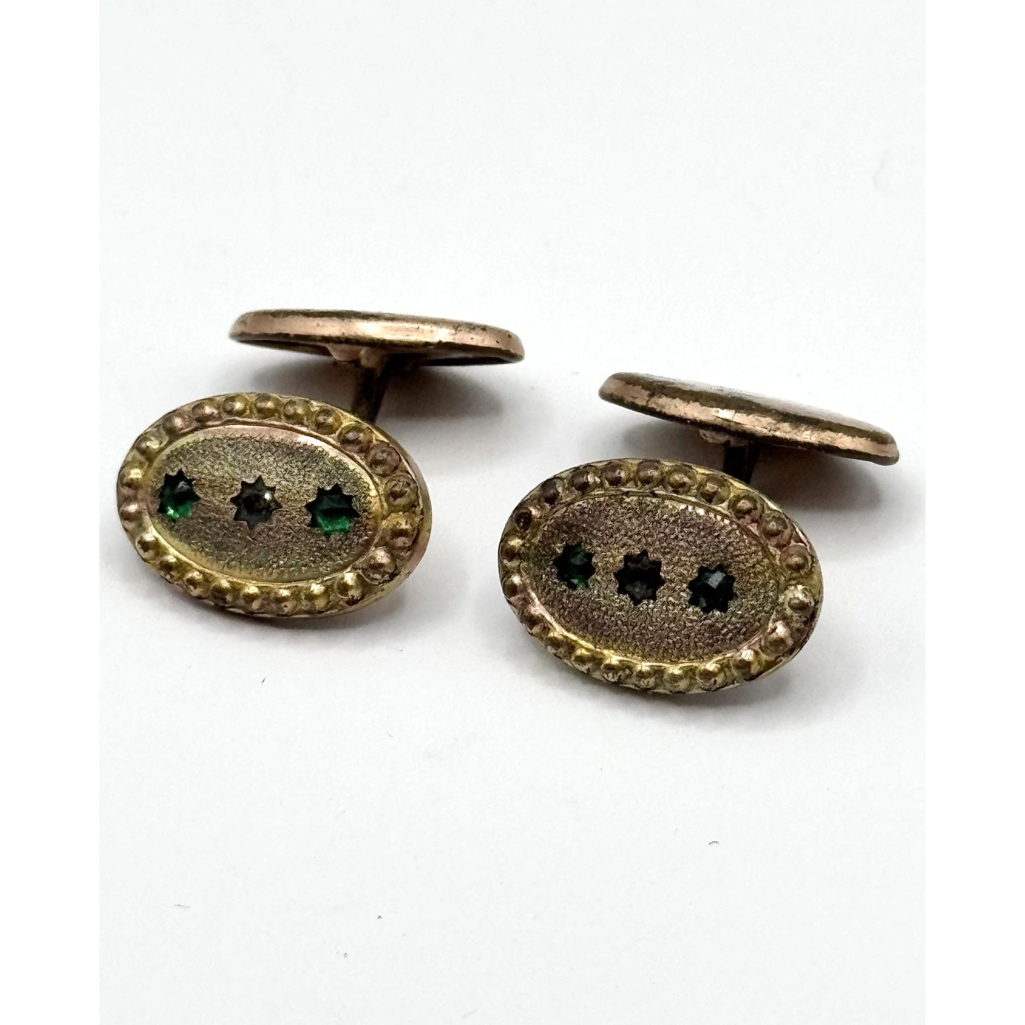 Other Antique Victorian Gold Filled Top Star Green Stone Cuff Link Size ONE SIZE - 1 Thumbnail