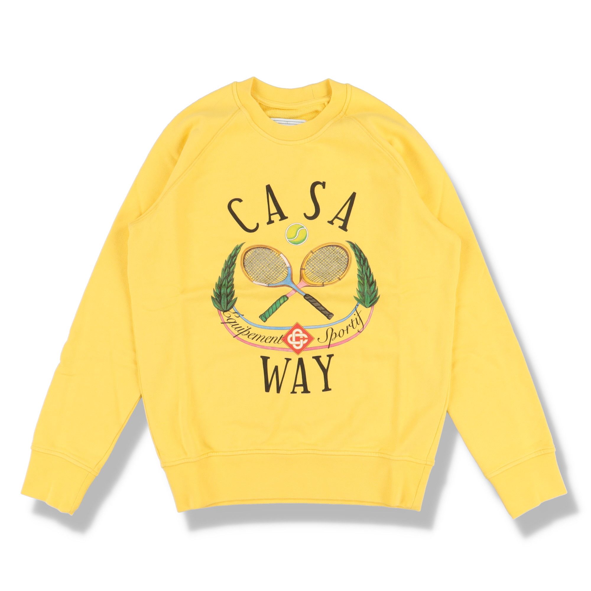 image of Casablanca Yellow Casa Way Tennis Club Sweatshirt, Men's (Size XS)